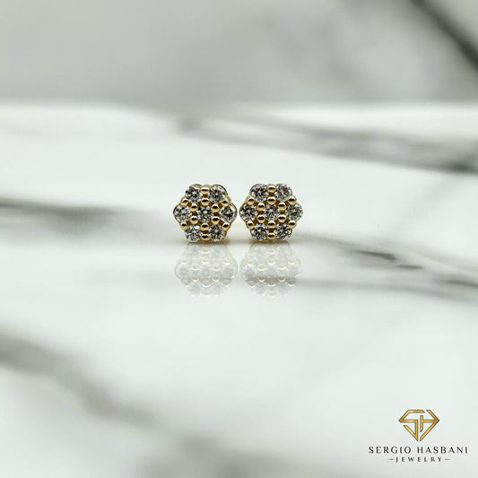 10K 0.50CT CLUSTER VVS Lab Diamond Earrings