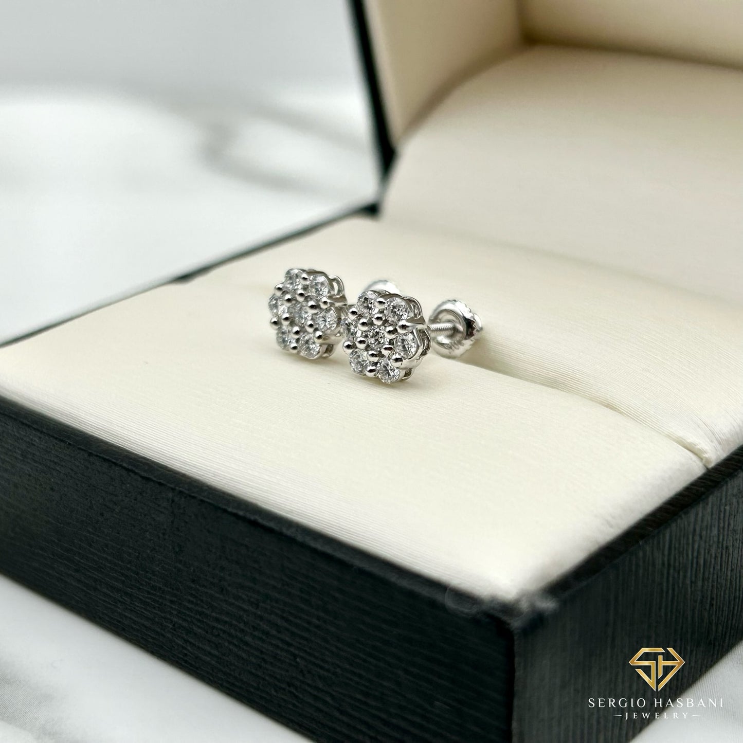 10K 0.50CT CLUSTER VVS Lab Diamond Earrings