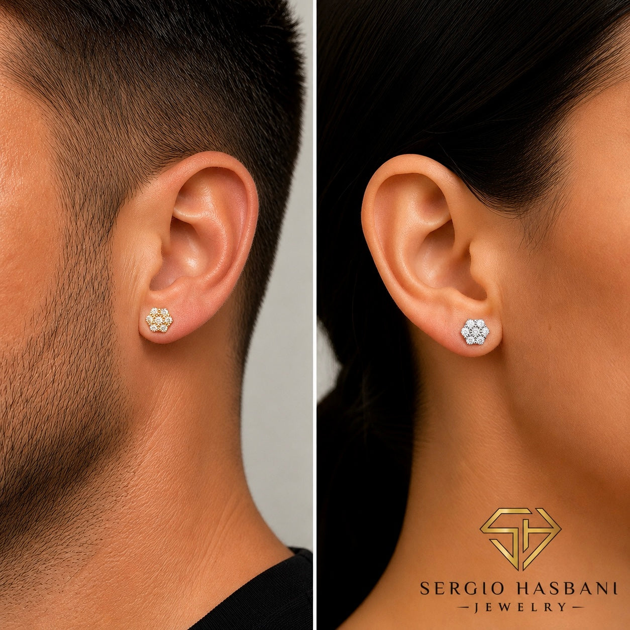 10K 0.50CT CLUSTER VVS Lab Diamond Earrings