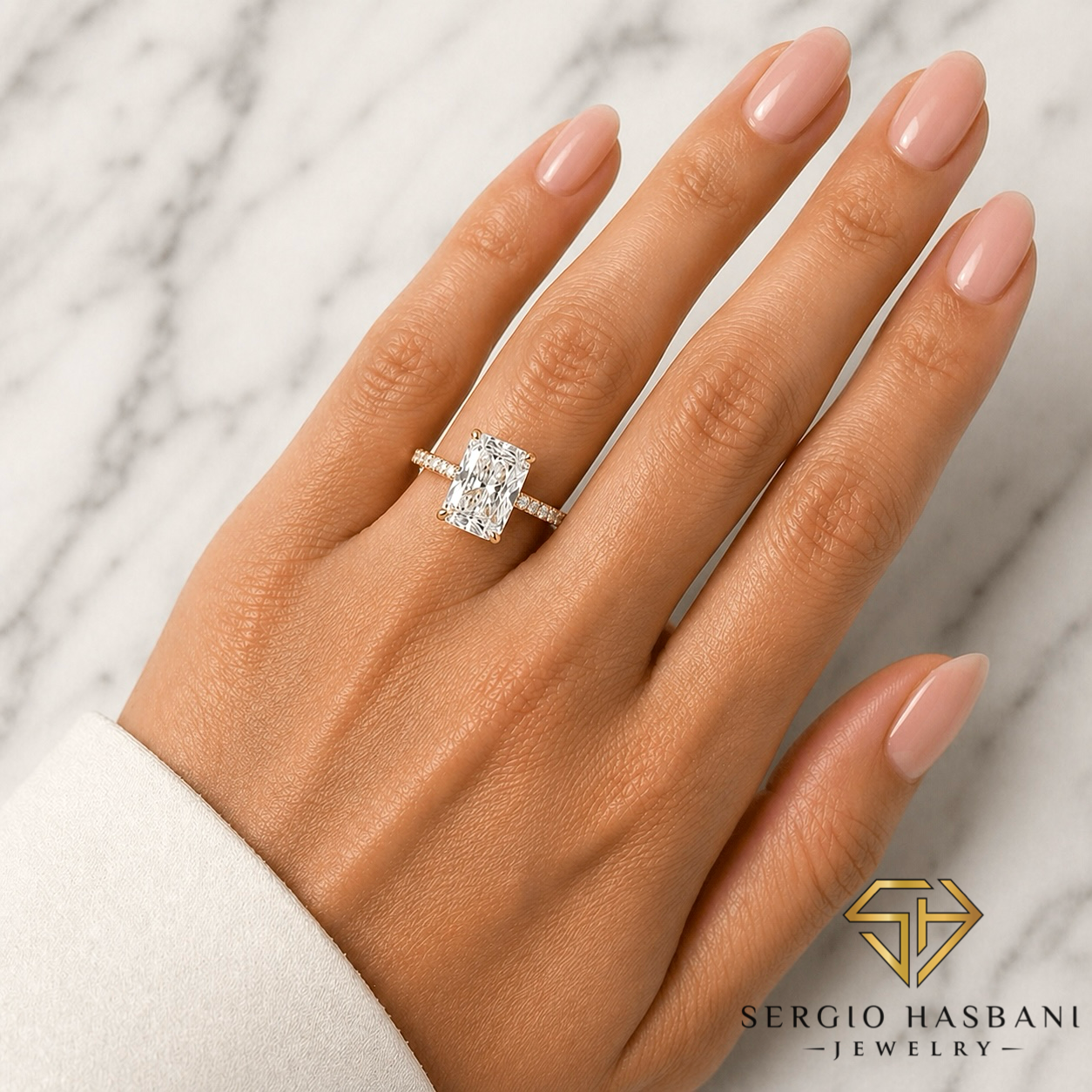 14K 2.35CT RADIANT Lab Diamond Engagement Ring