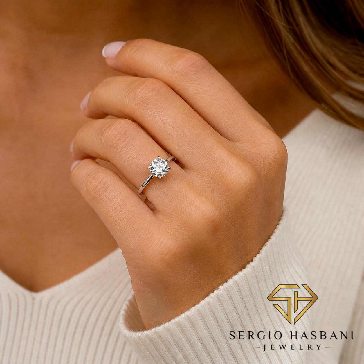 14K SOLITAIRE 1CT ROUND VS1 E Lab Diamond Engagement Ring
