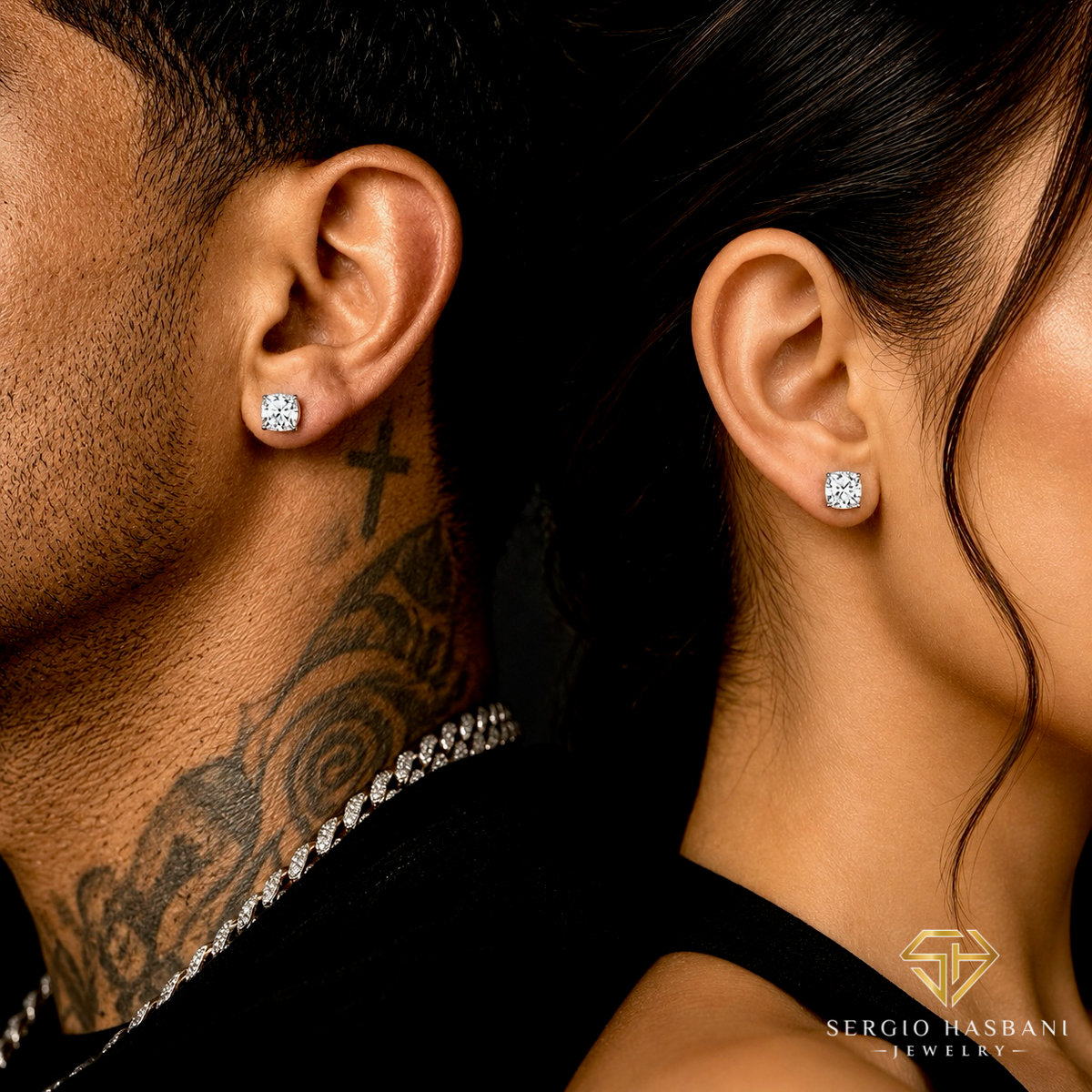 10K 2.00CT VS1 Lab Diamond CUSHION Stud Earrings