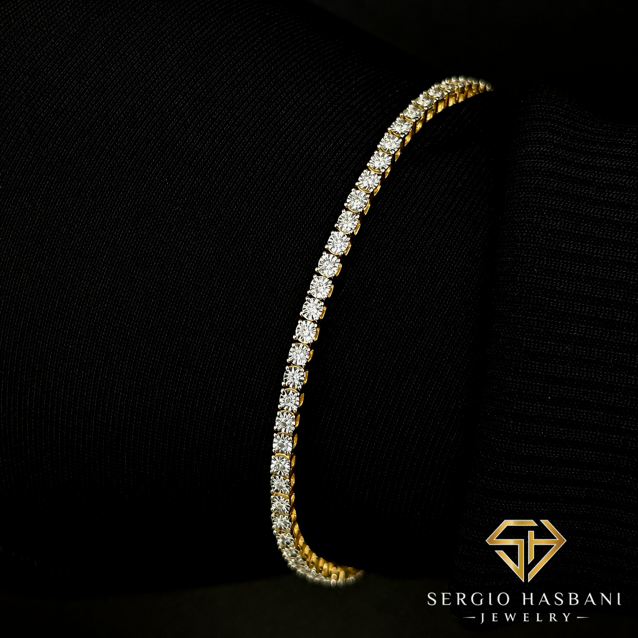 10K 2.6MM Illusion Diamond Tennis Bracelet