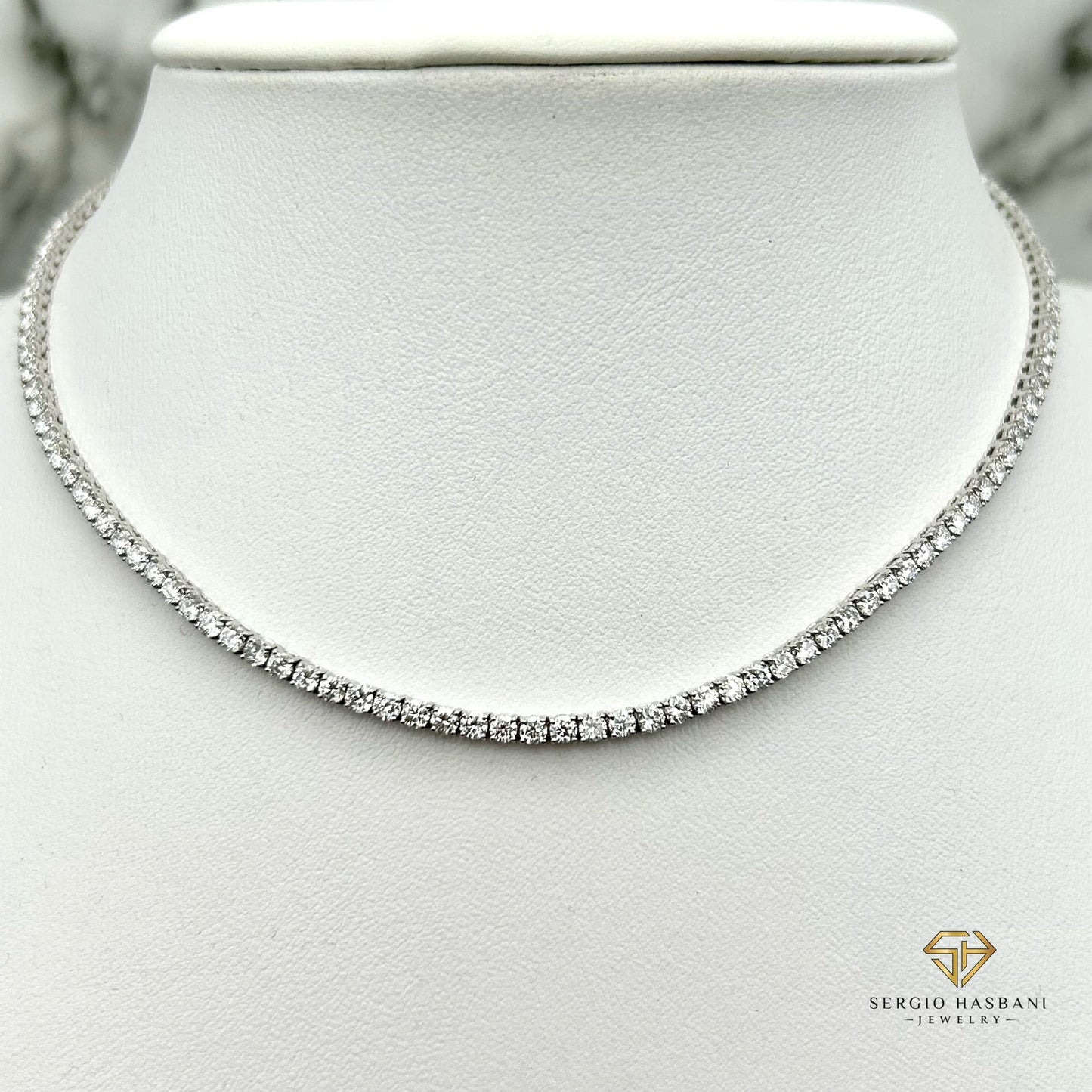 10K 2.9MM VVS Lab Diamond Tennis Choker Necklace