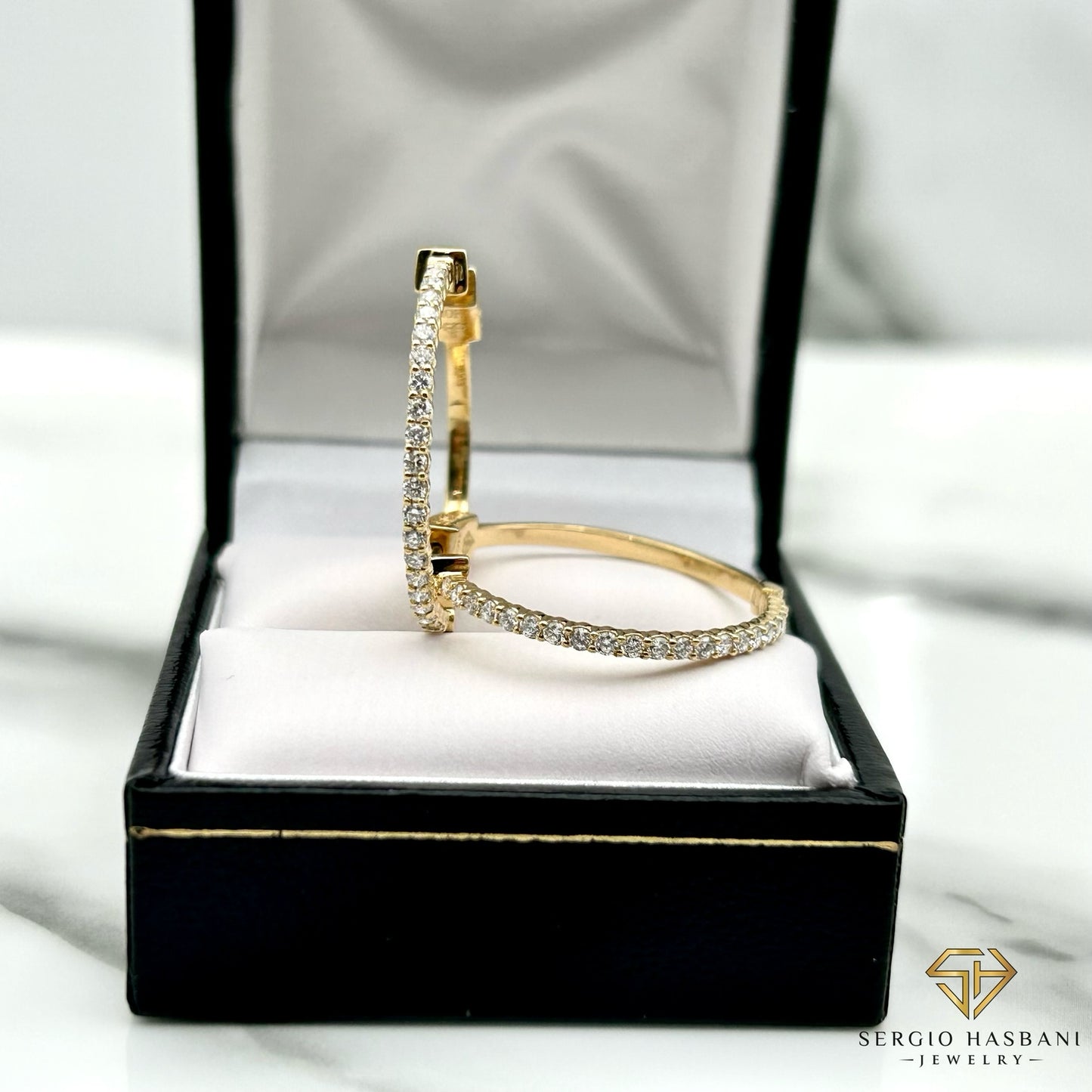 10K 25MM Lab Diamond HOOP Earrings