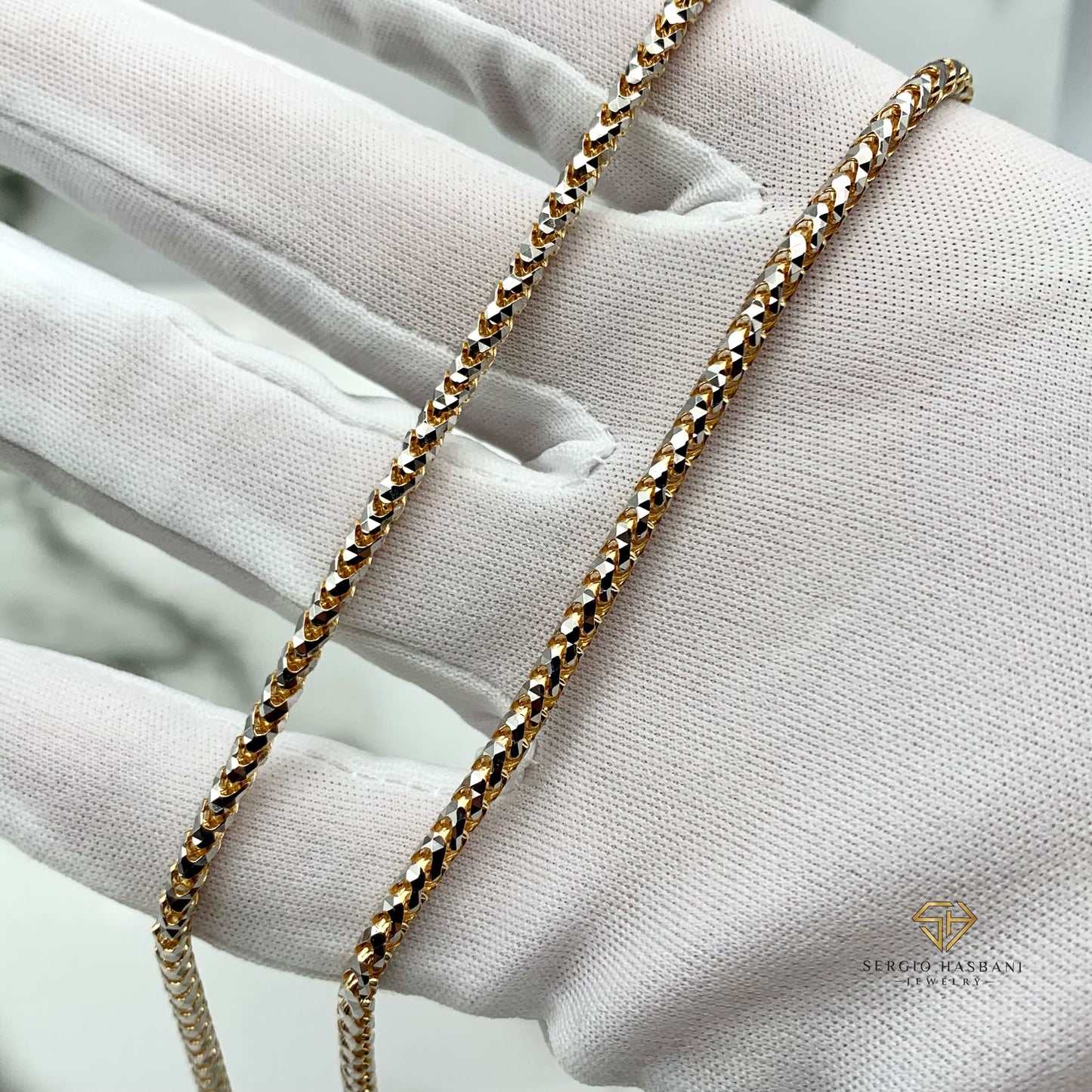 10K 3MM 2tone Solid DC Pineapple Chain