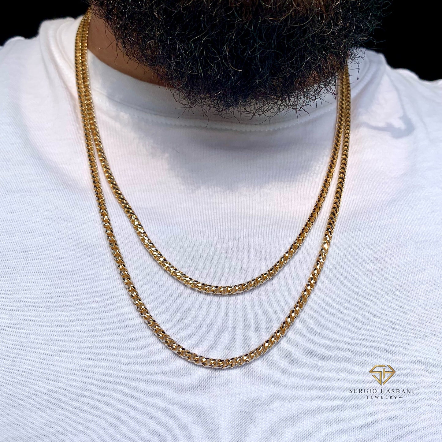 10K 3MM 2tone Solid DC Pineapple Chain