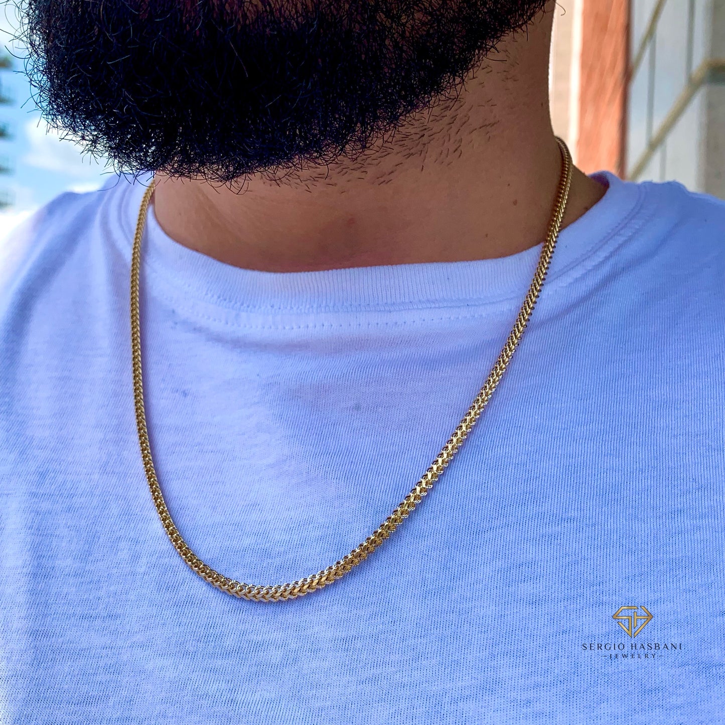 10K 3MM Franco 2Tone Diamond Cut Chain