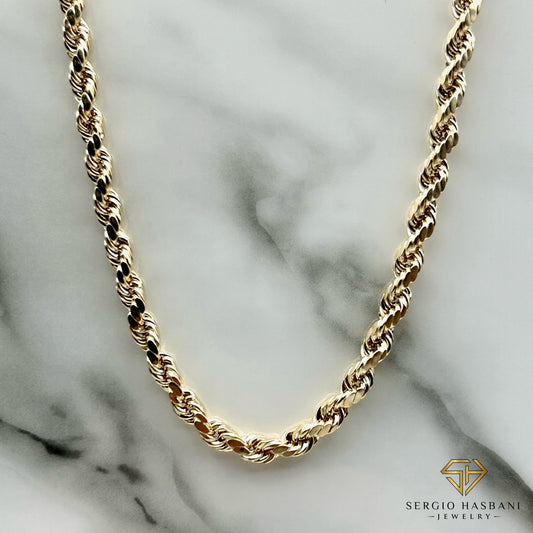 10K 4.75MM Diamond Cut Rope Chain