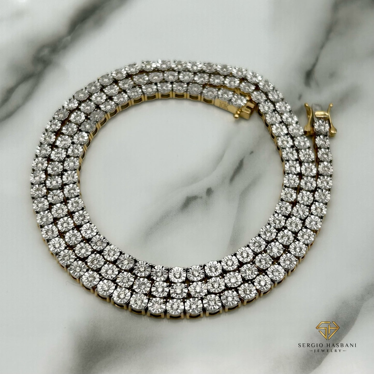 10K 4MM Illusion Diamond Tennis Chain