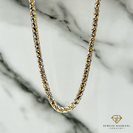 10K 4MM Solid 2tone DC Pineapple Chain