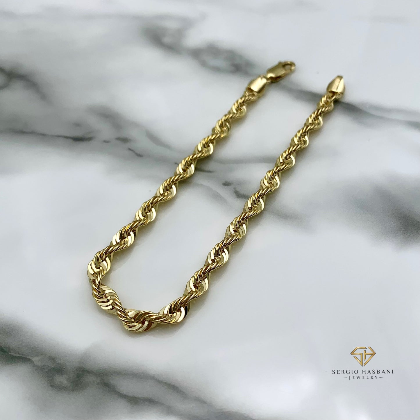 10K 4.5MM Laser Cut ROPE Bracelet