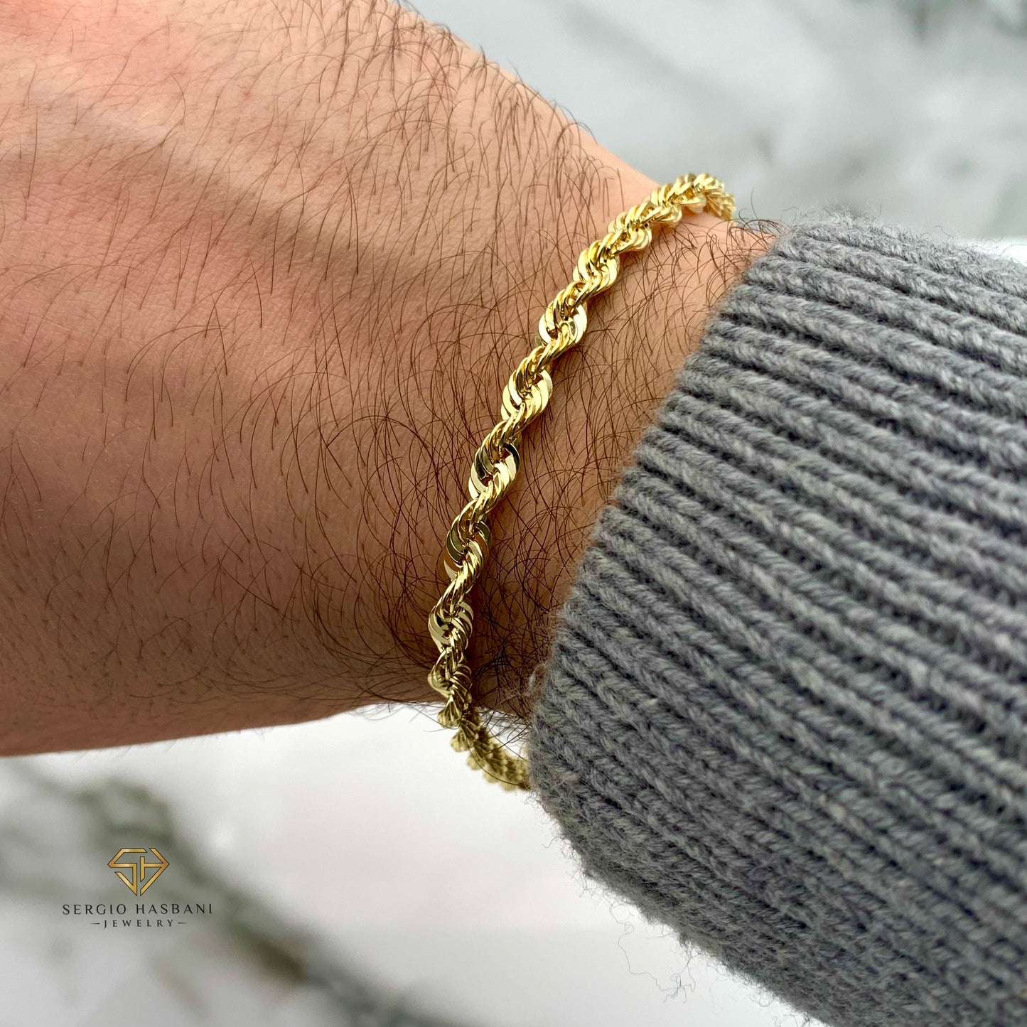 10K 4.5MM Laser Cut ROPE Bracelet