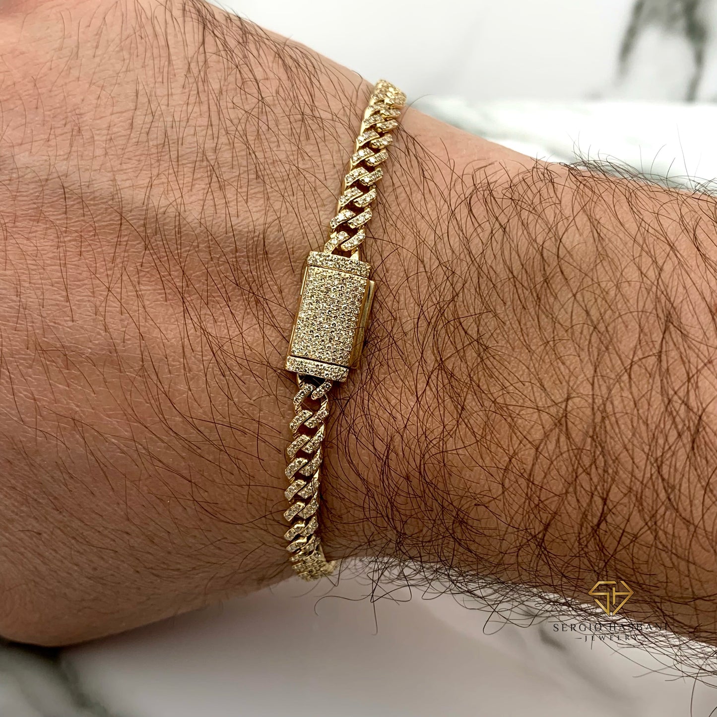 10K 5MM Diamond Baby Cuban Bracelet