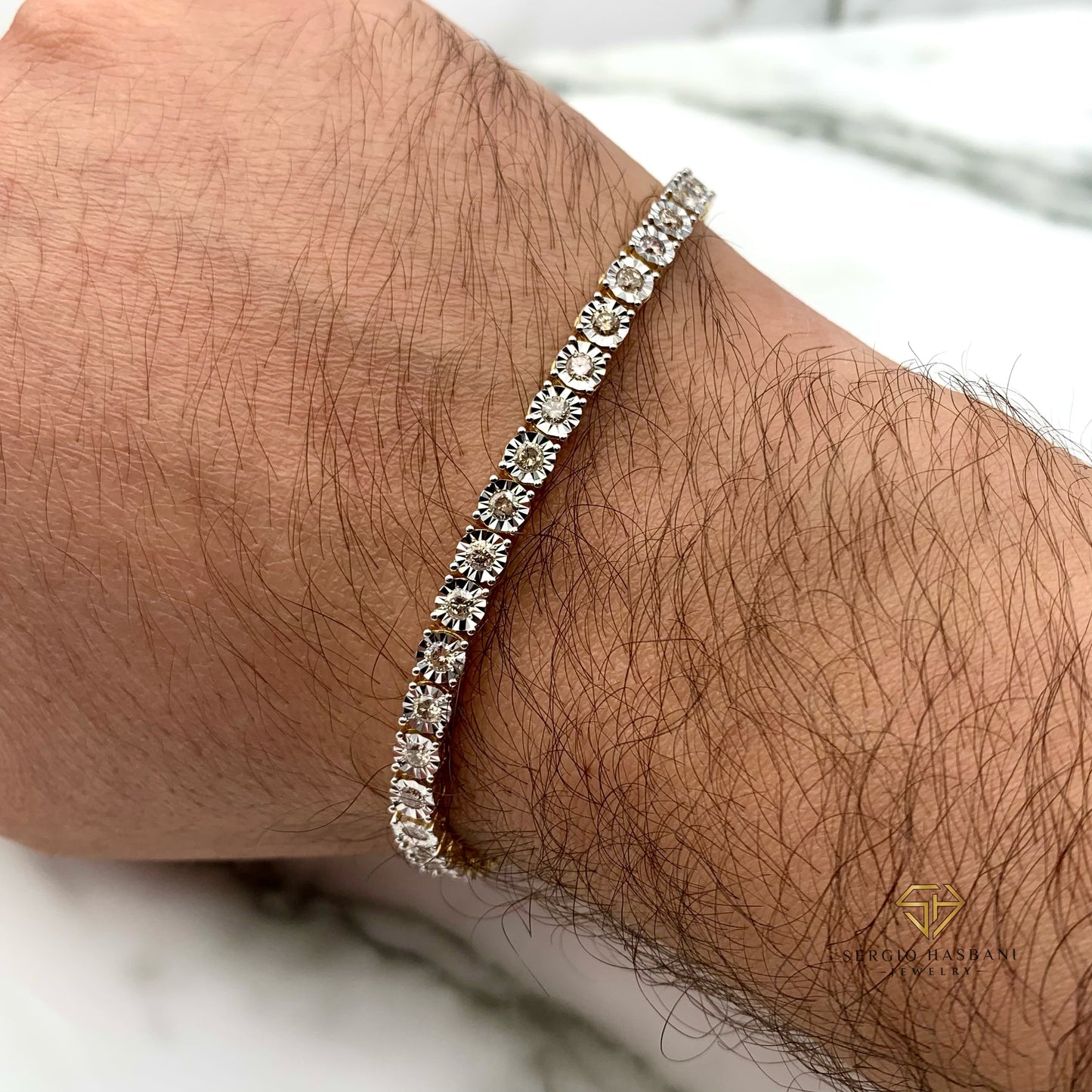 10K 4.5MM Illusion Diamond Tennis Bracelet