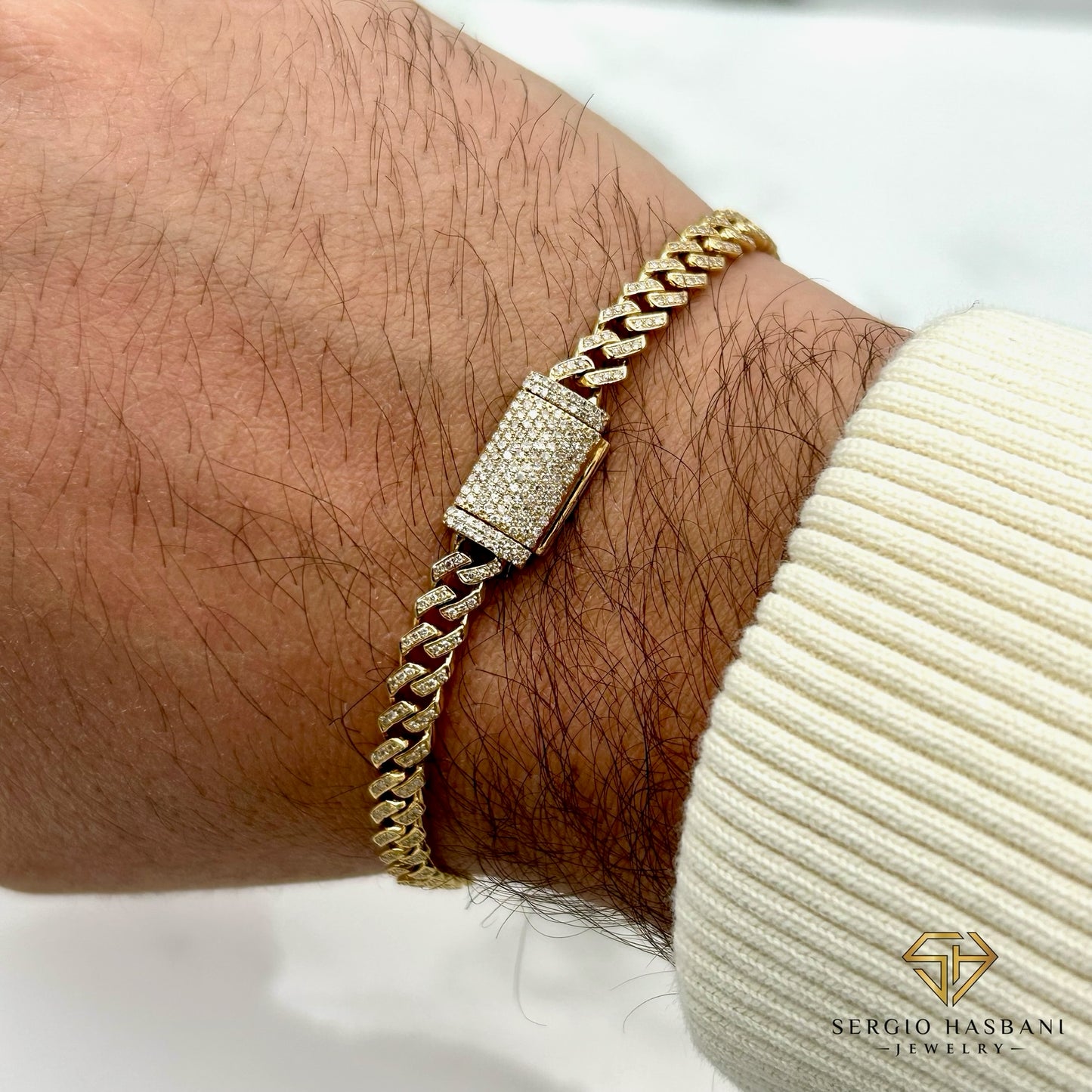 10K 5MM Diamond Baby Cuban Bracelet 2