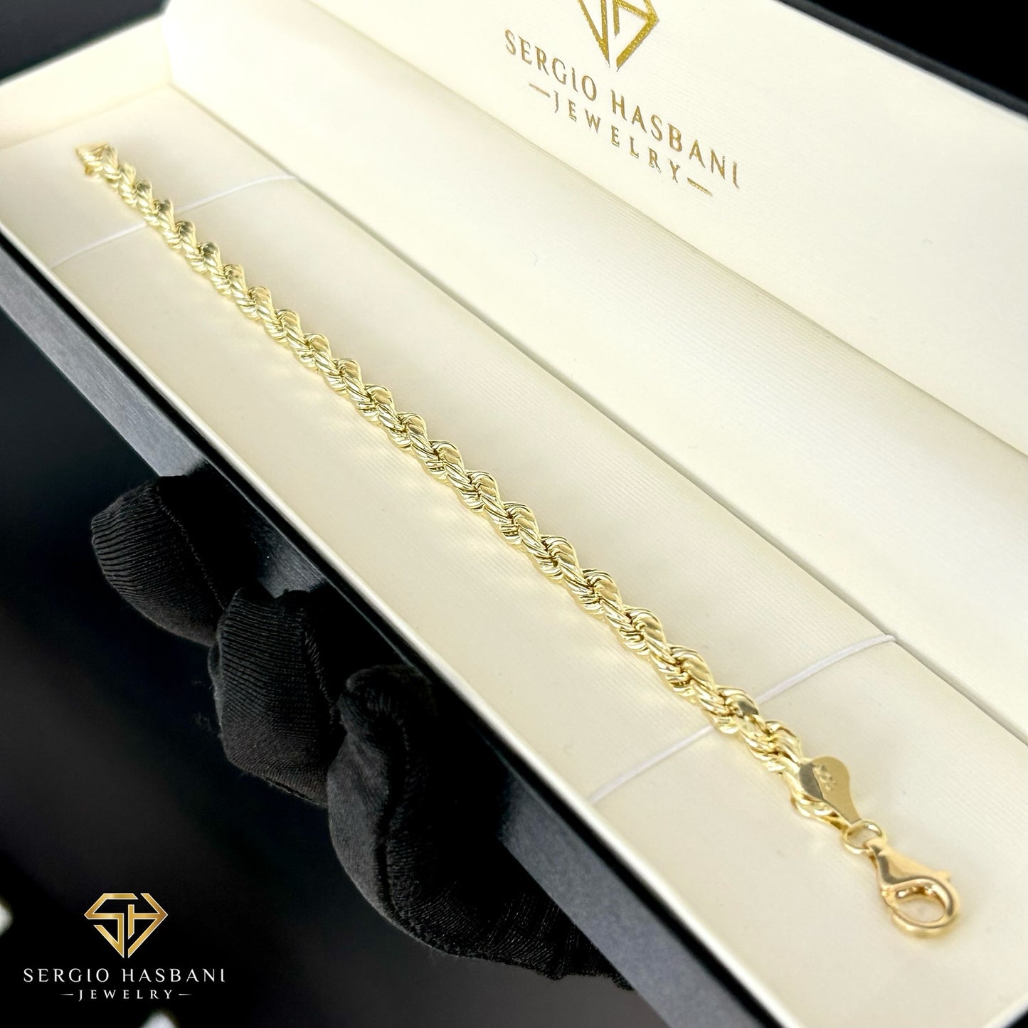 10K 5MM Diamond Cut ROPE Bracelet