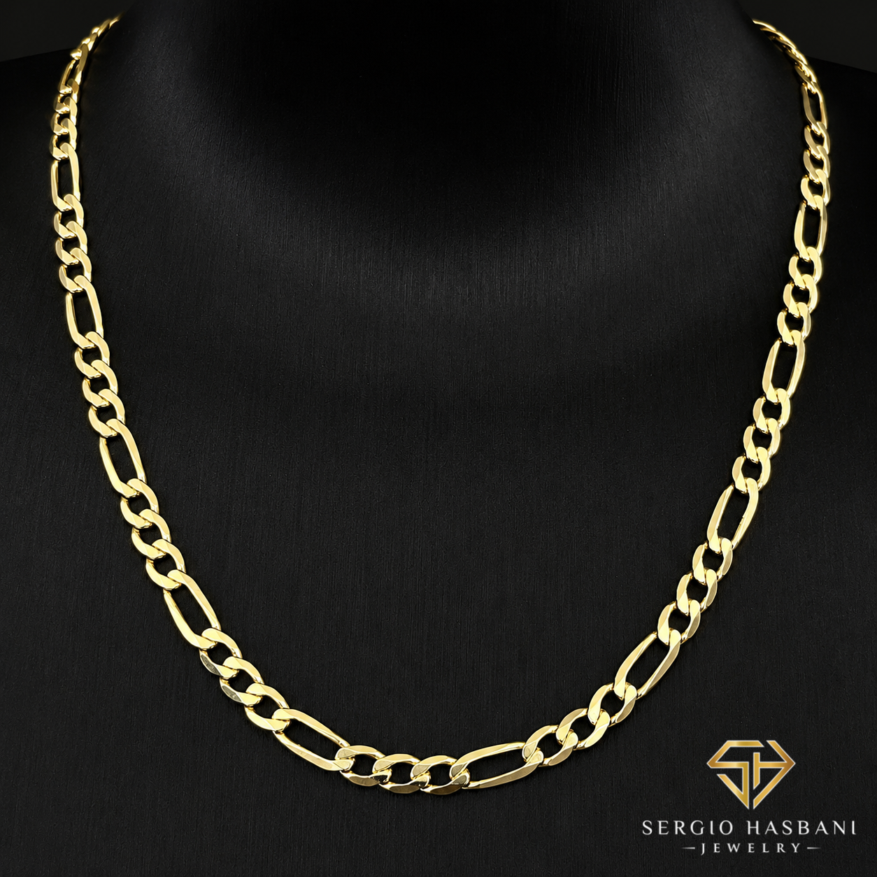 10K 5MM Solid Figaro Chain