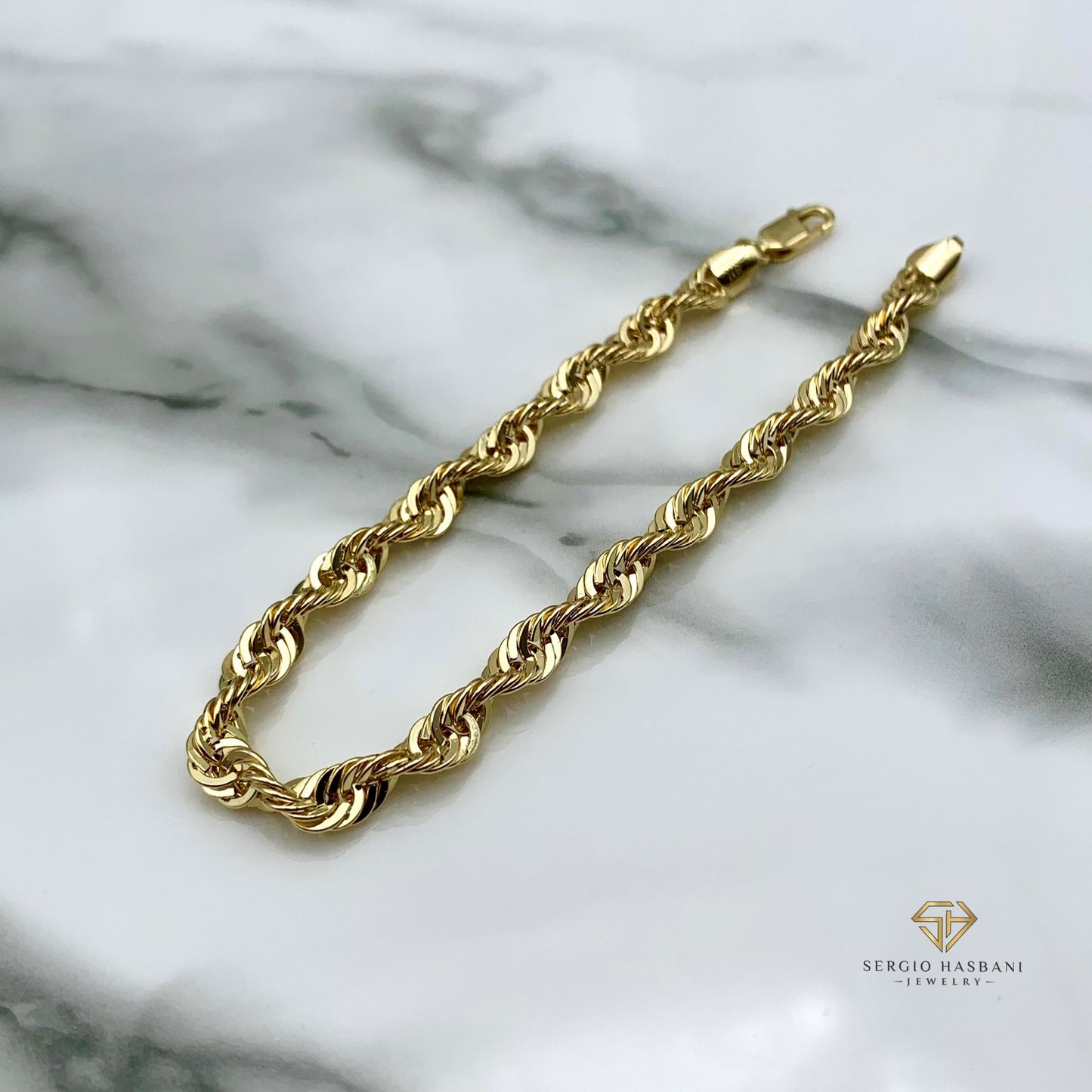 10K 5.5MM Laser Cut Rope Bracelet