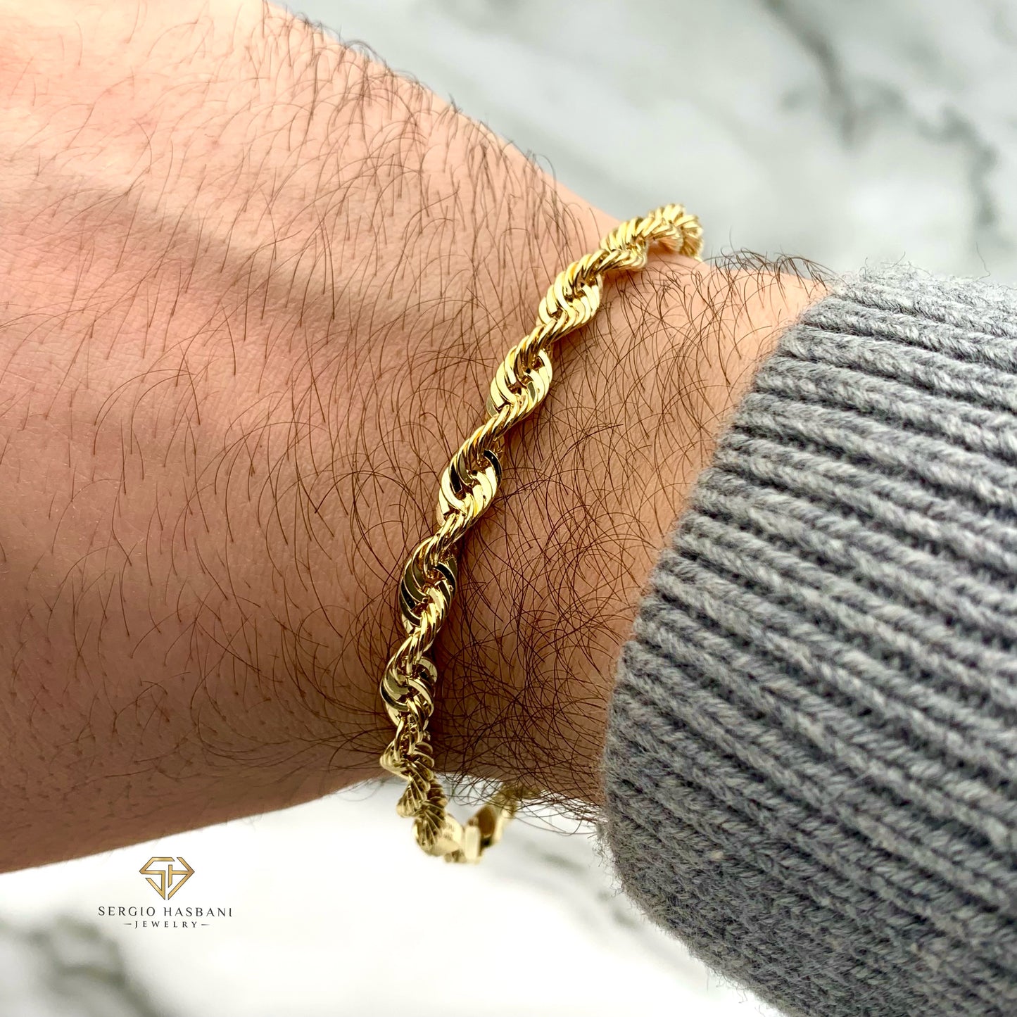 10K 5.5MM Laser Cut Rope Bracelet