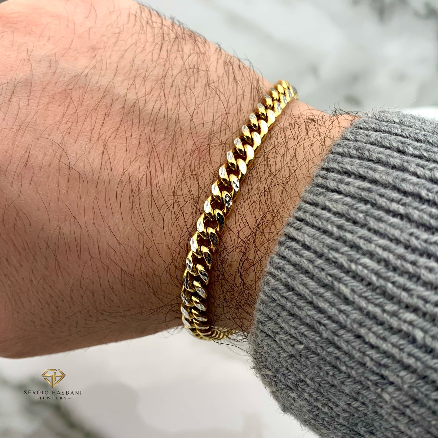 10K 6MM Cuban Link Bracelet 2tone DC