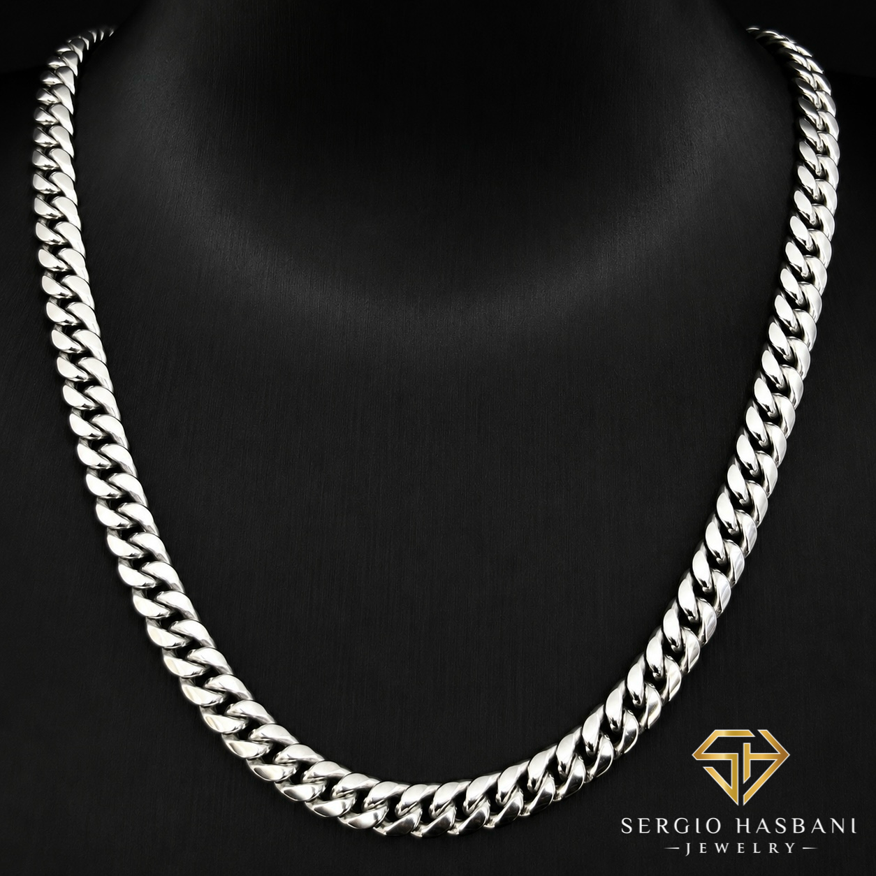 10K 7MM White Cuban Link Chain