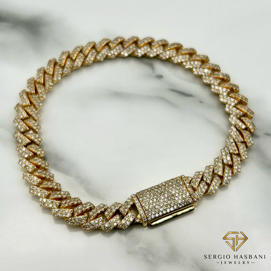 10K 8.2MM Diamond Cuban Link Bracelet