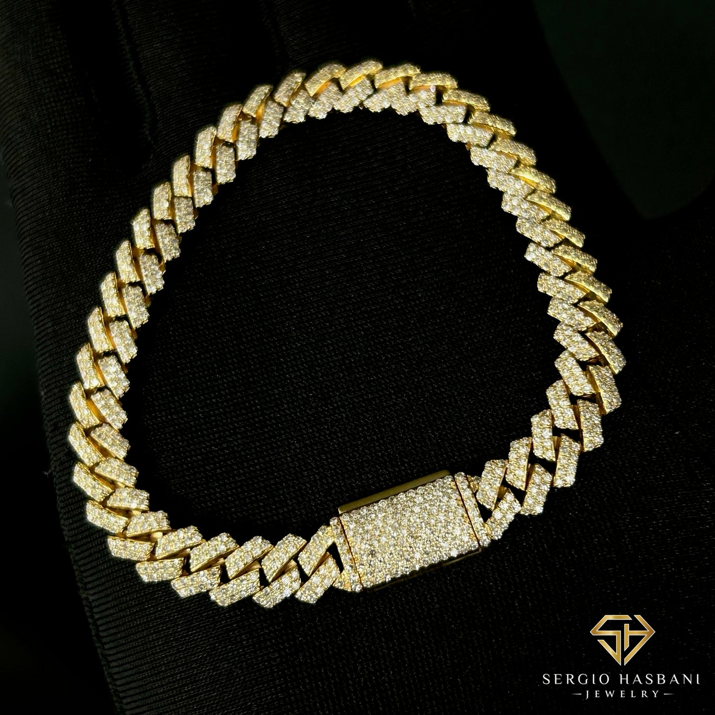 10K 8.2MM Diamond Cuban Link Bracelet