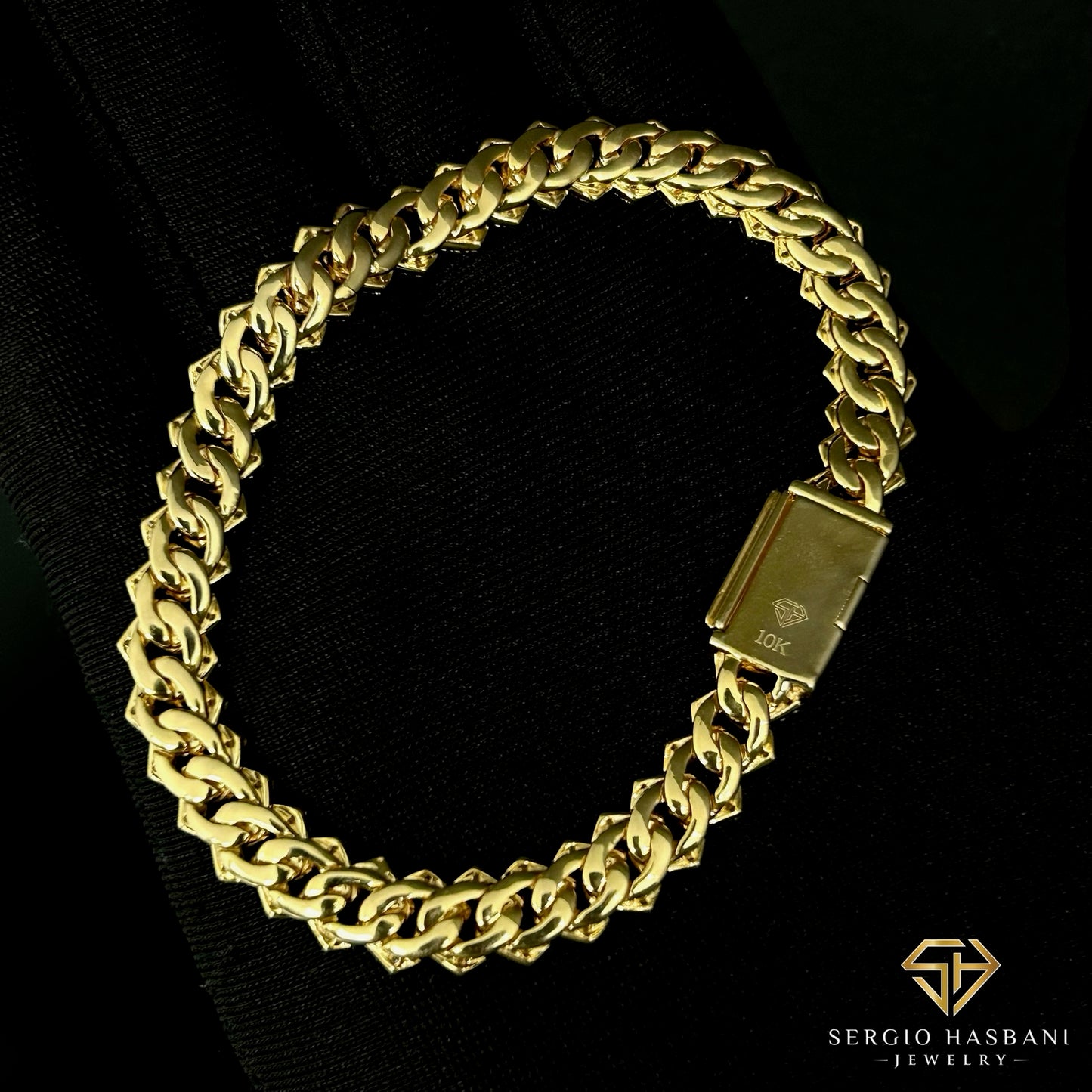 10K 8.2MM Diamond Cuban Link Bracelet