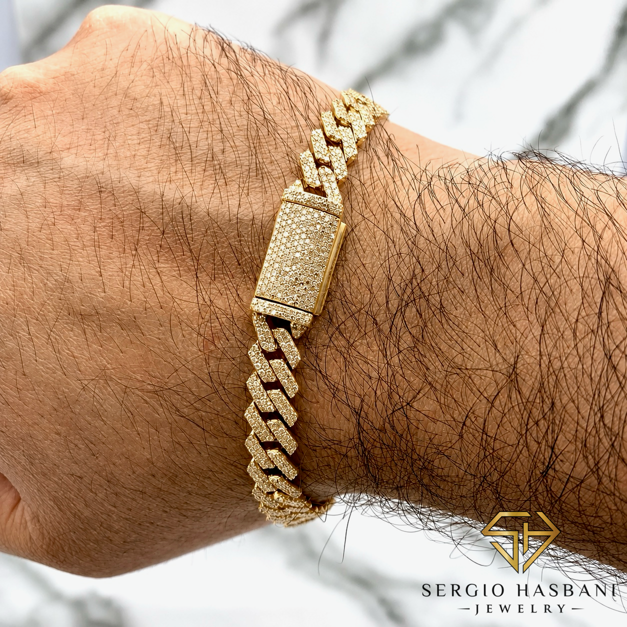 10K 8MM Diamond Cuban Bracelet