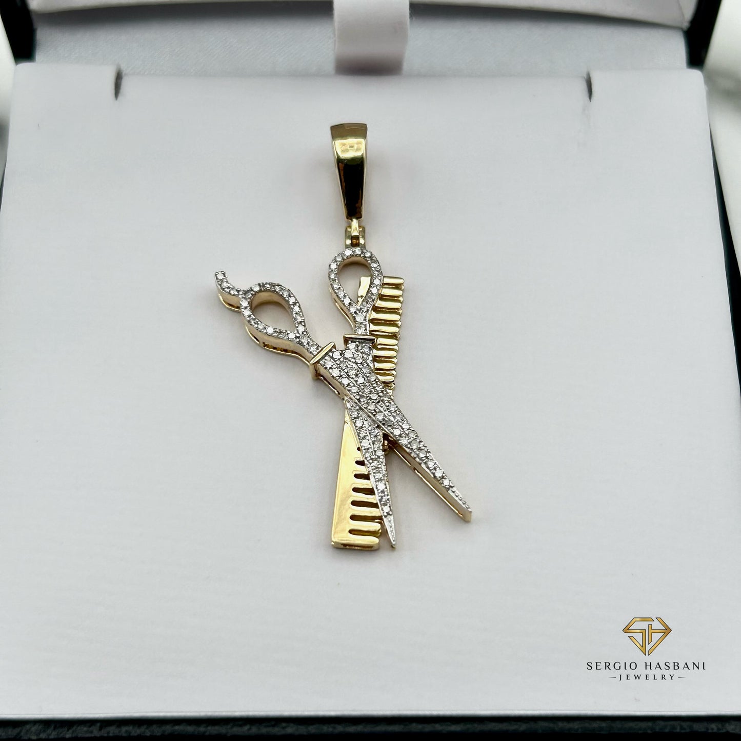 10K BARBER Diamond Pendant