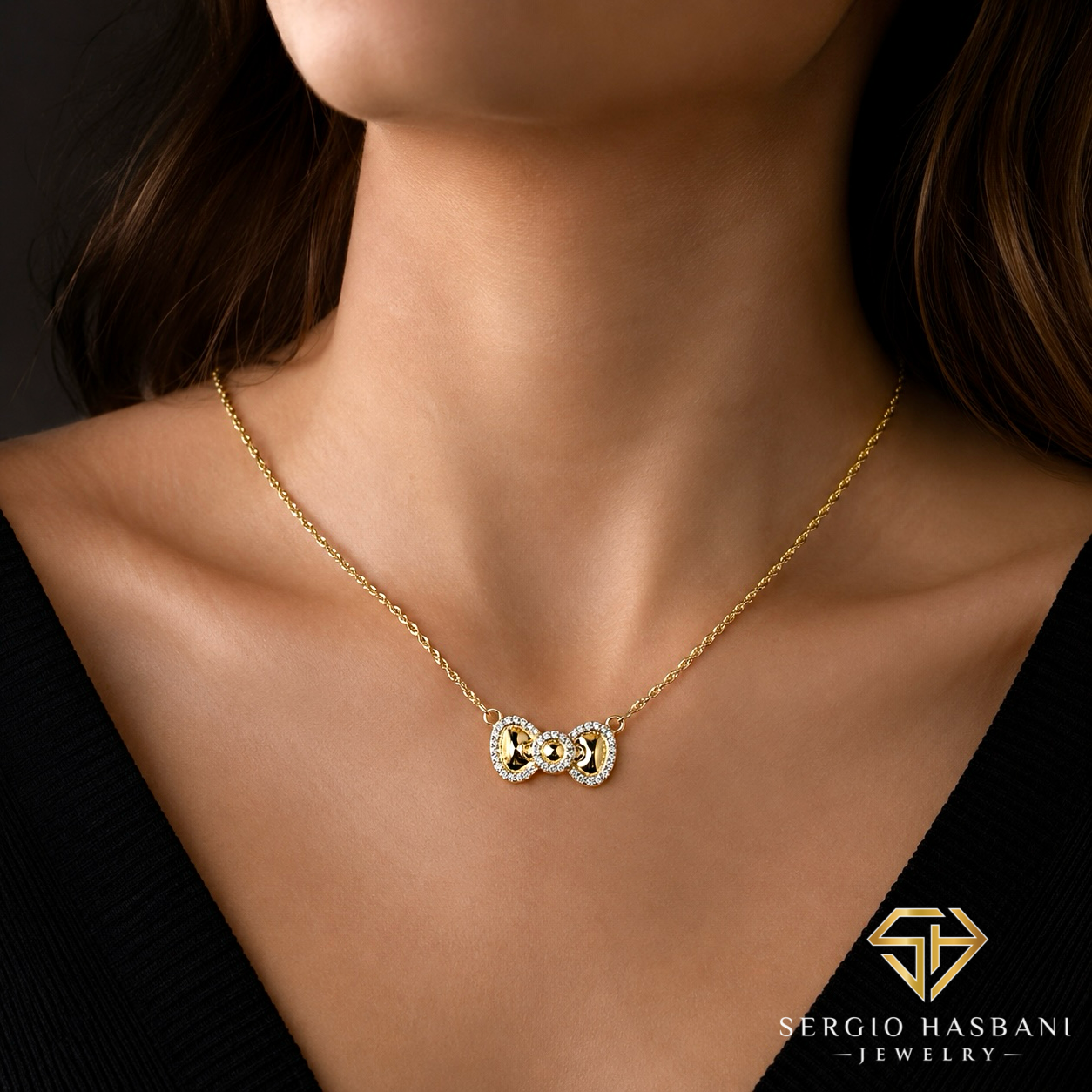 10K BOW Diamond Necklace