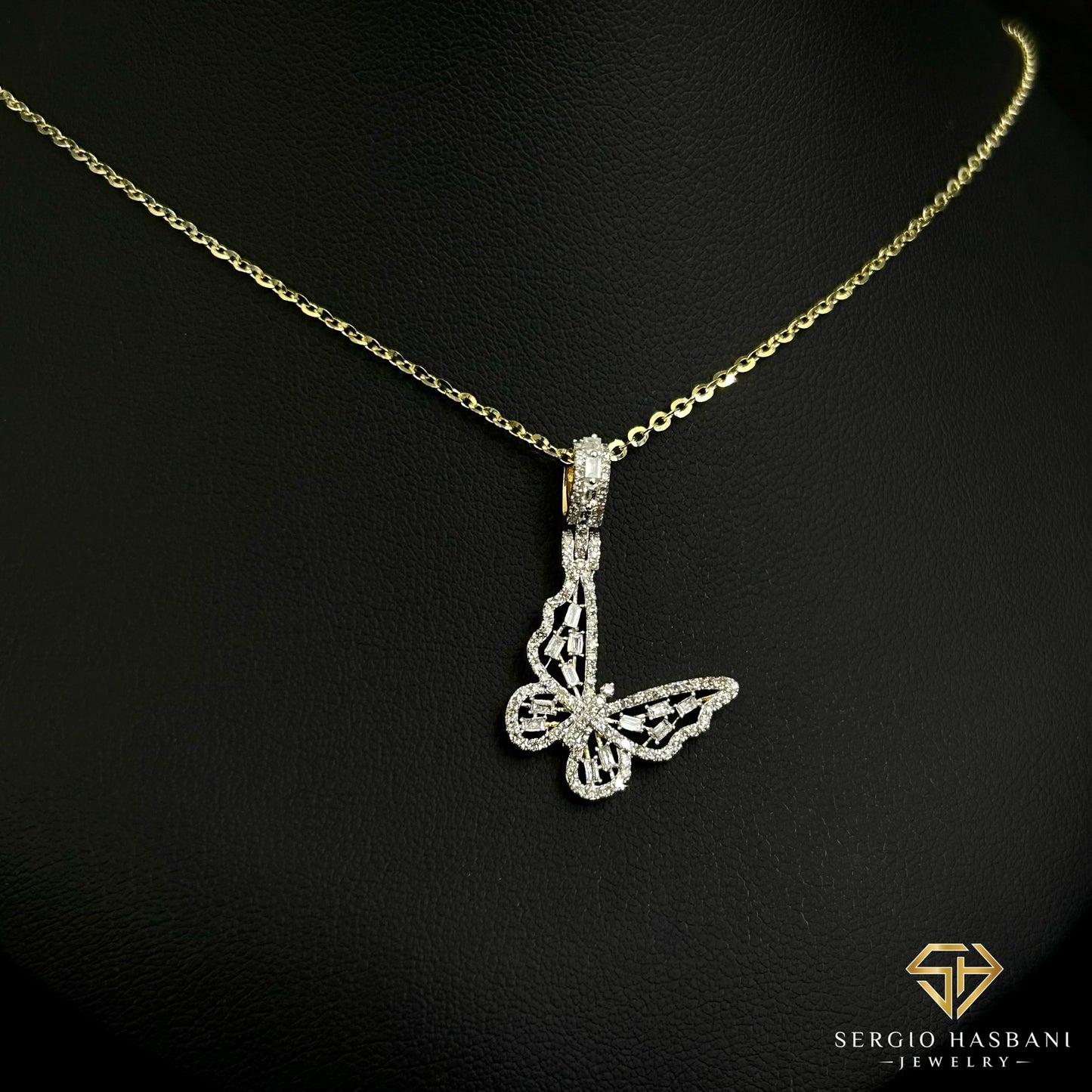 10K BUTTERFLY BG Diamond Necklace