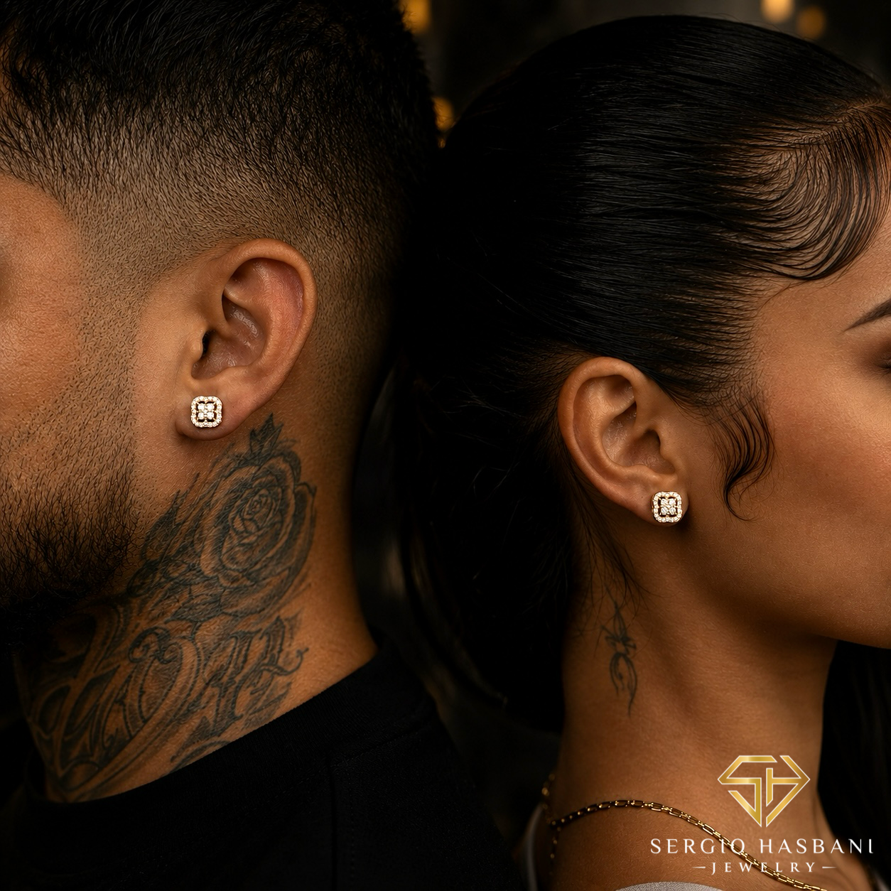 10K CLAV Diamond Earrings