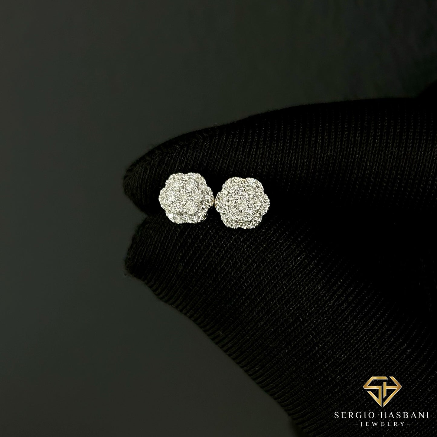 10K CLUSTER ROW2 Diamond Earrings