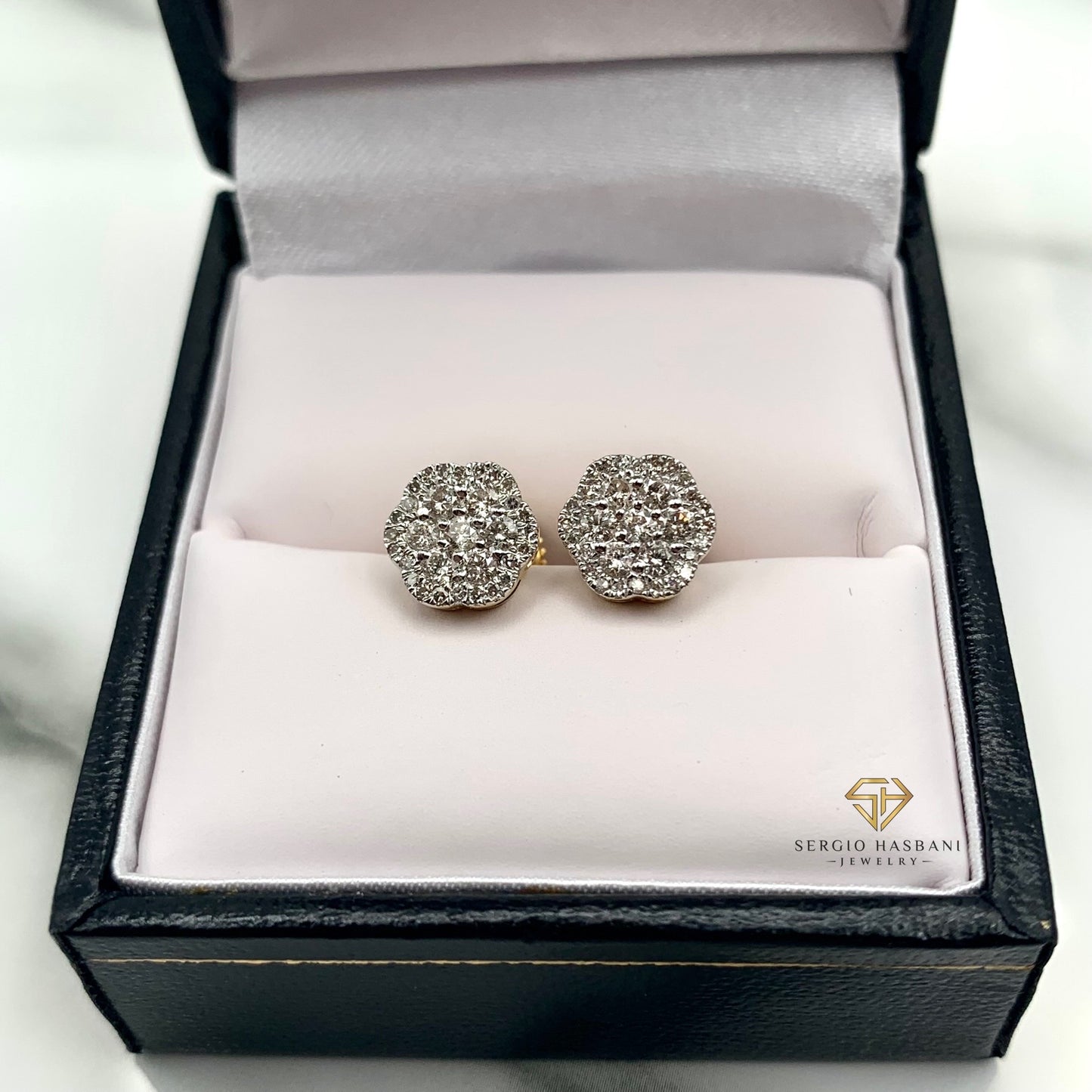 10K CLUSTER ROW Diamond Earrings