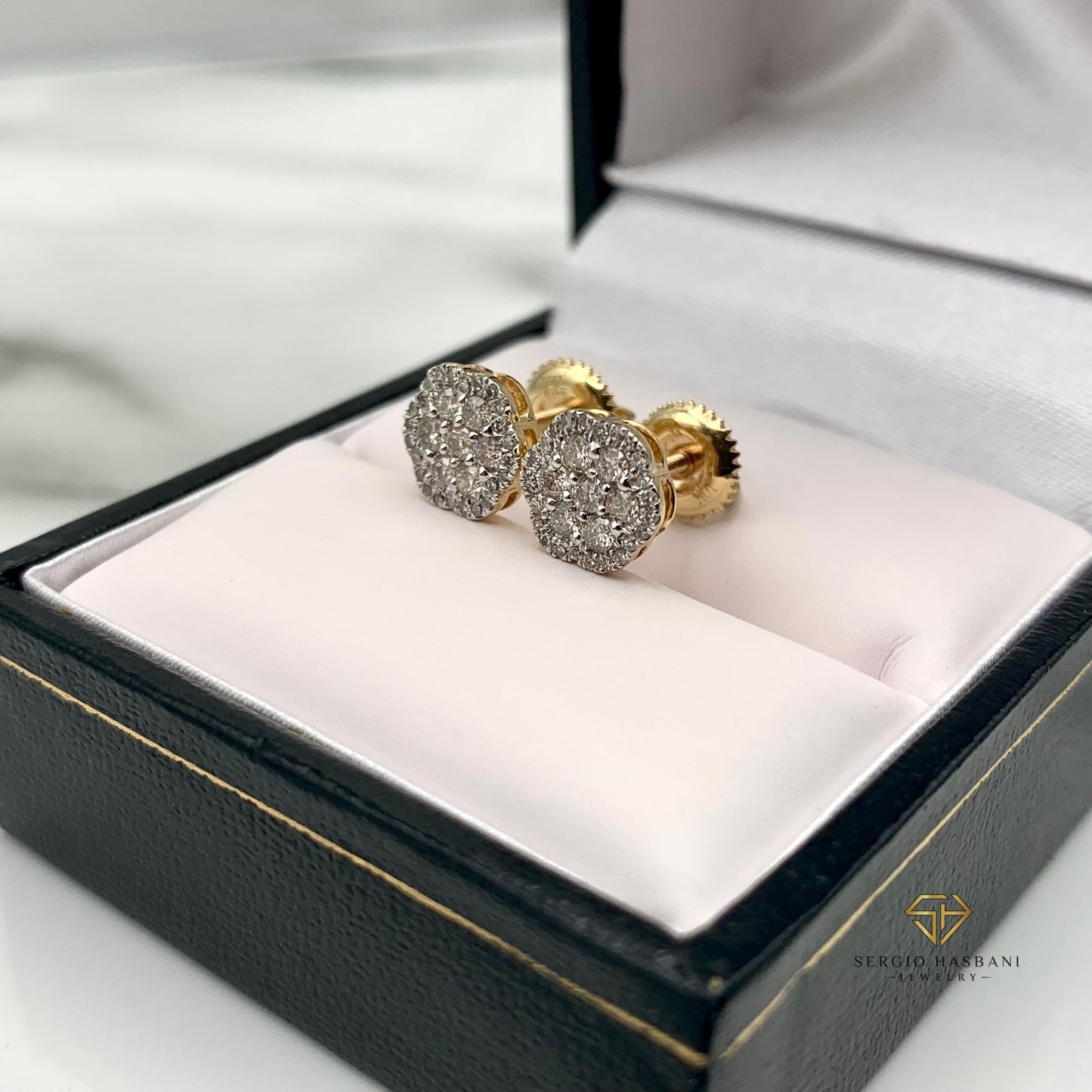 10K CLUSTER ROW Diamond Earrings