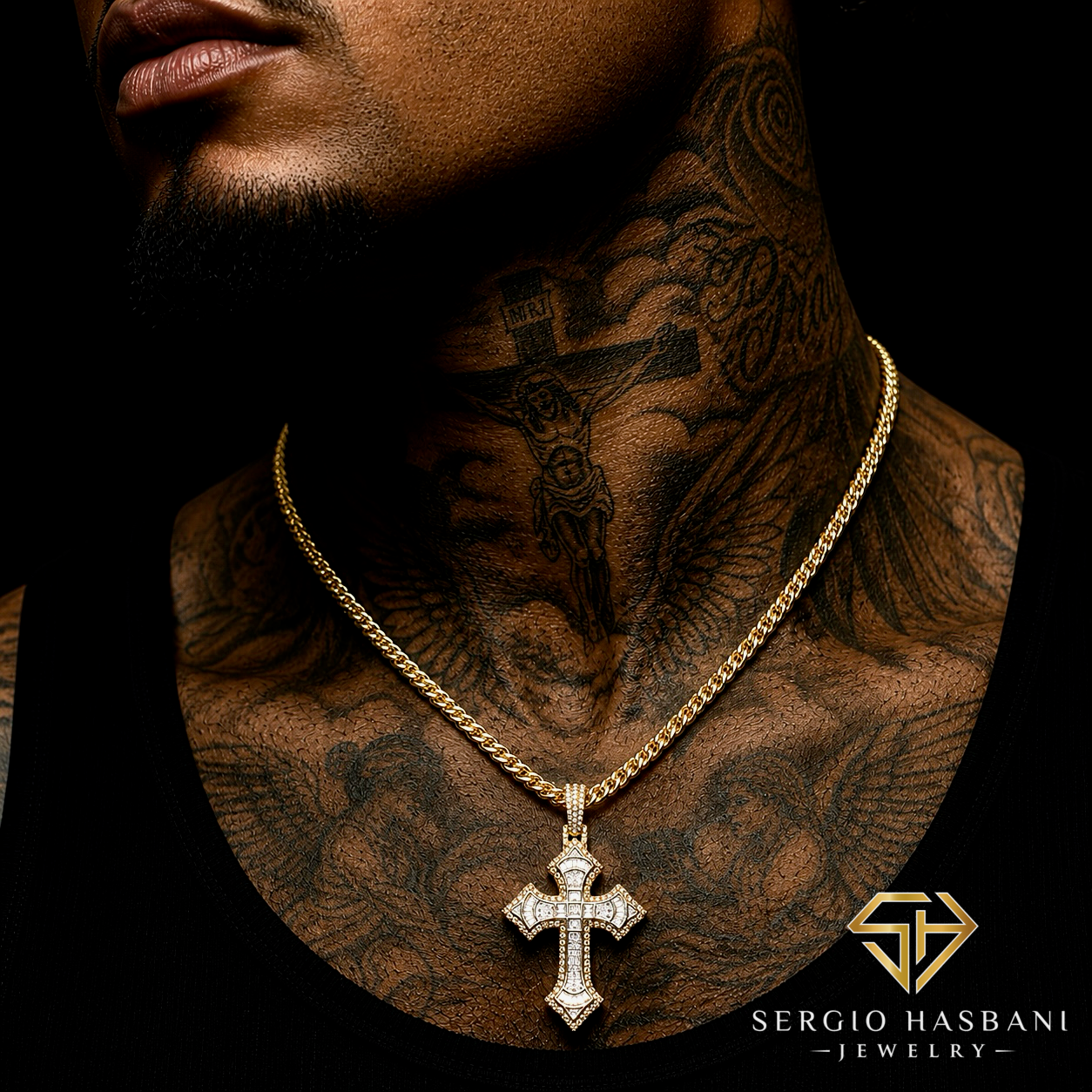 10K CROSS12 Diamond Pendant