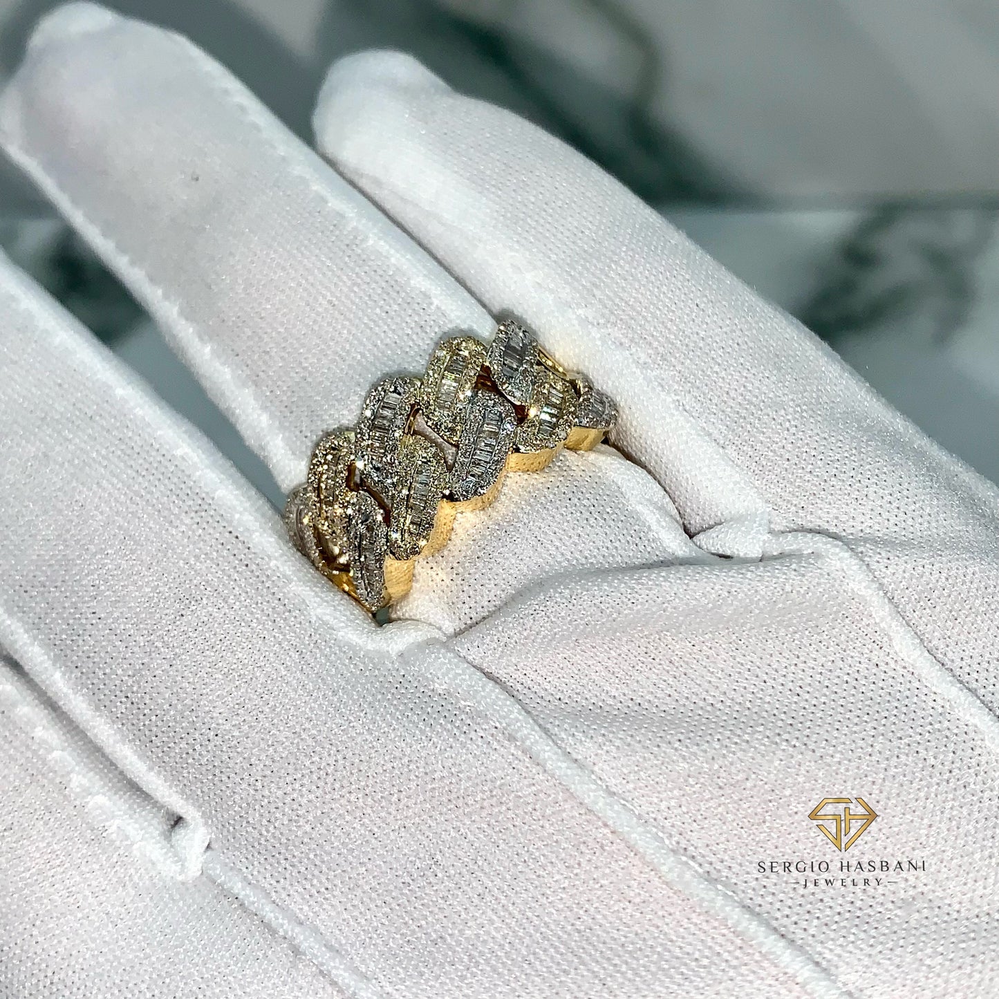 10K CUBAN2T Diamond Ring
