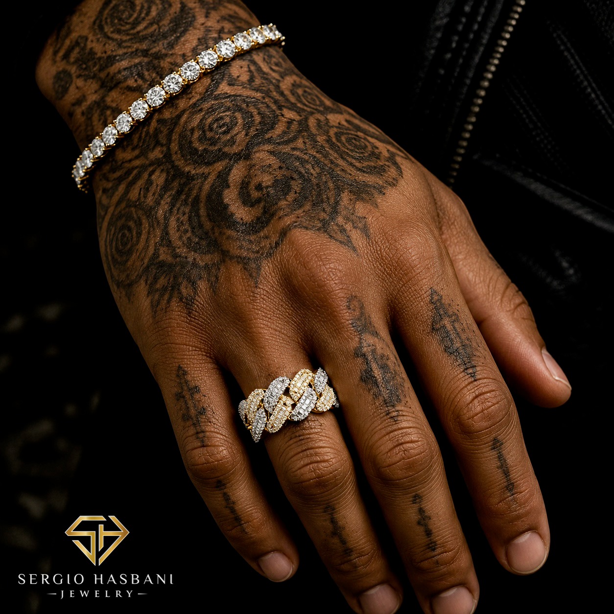 10K CUBAN2T Diamond Ring