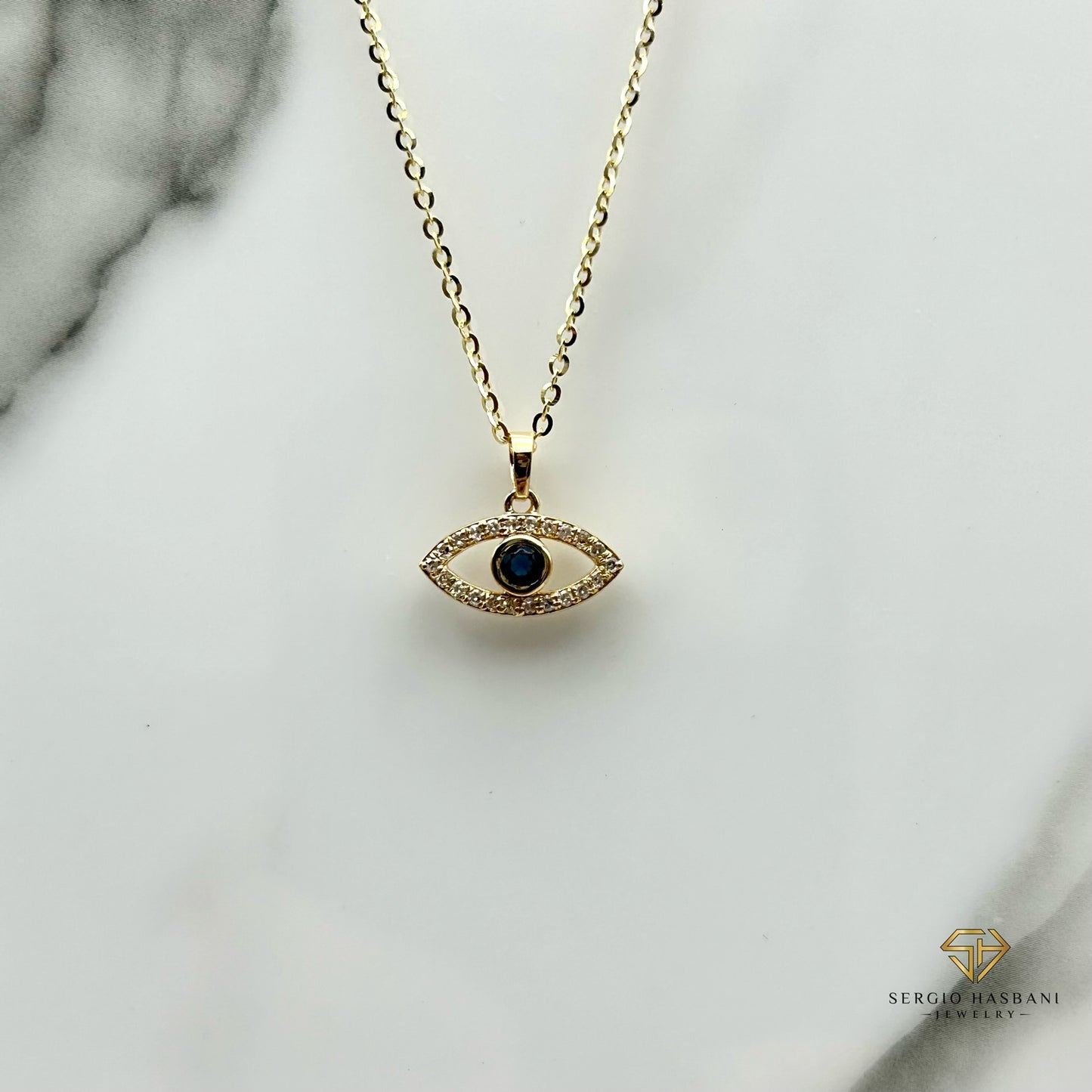 10K EVIL EYE2 Diamond Necklace