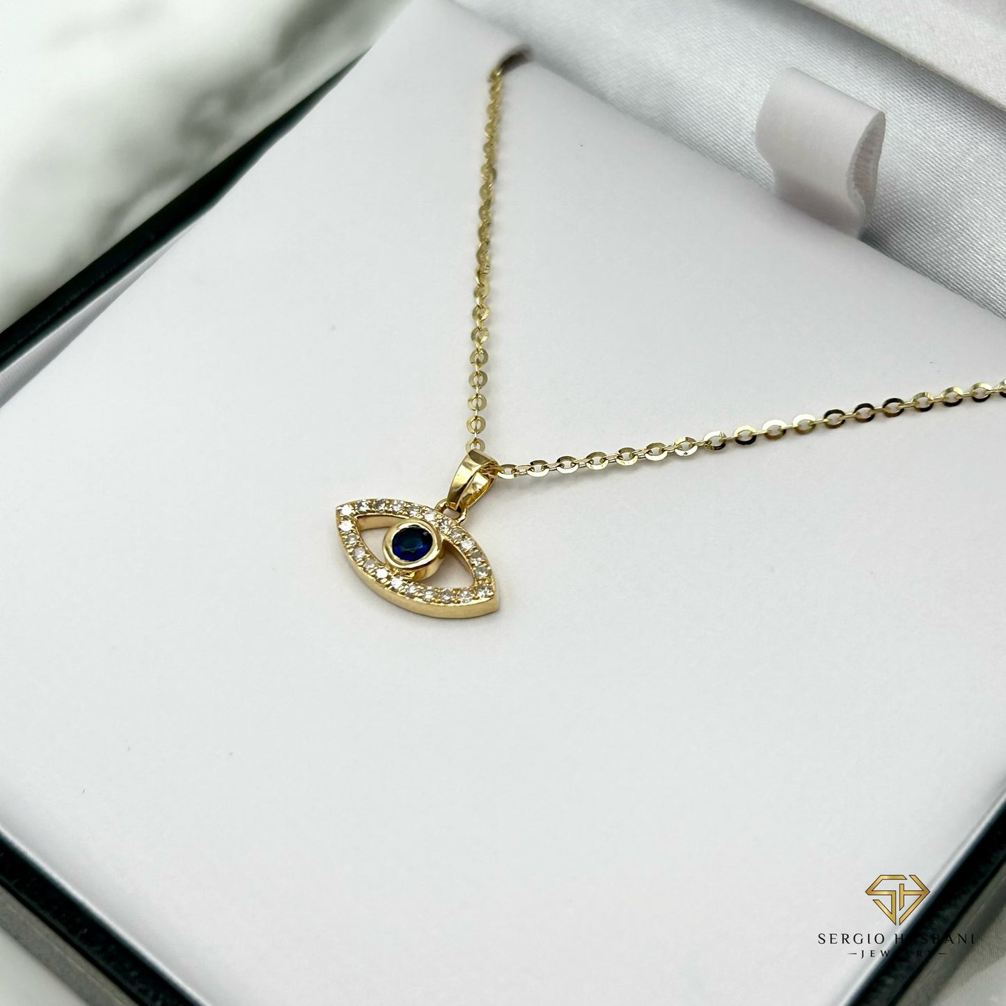 10K EVIL EYE2 Diamond Necklace