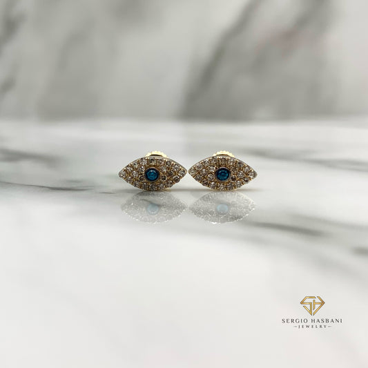 10K EVIL EYE Diamond Earrings