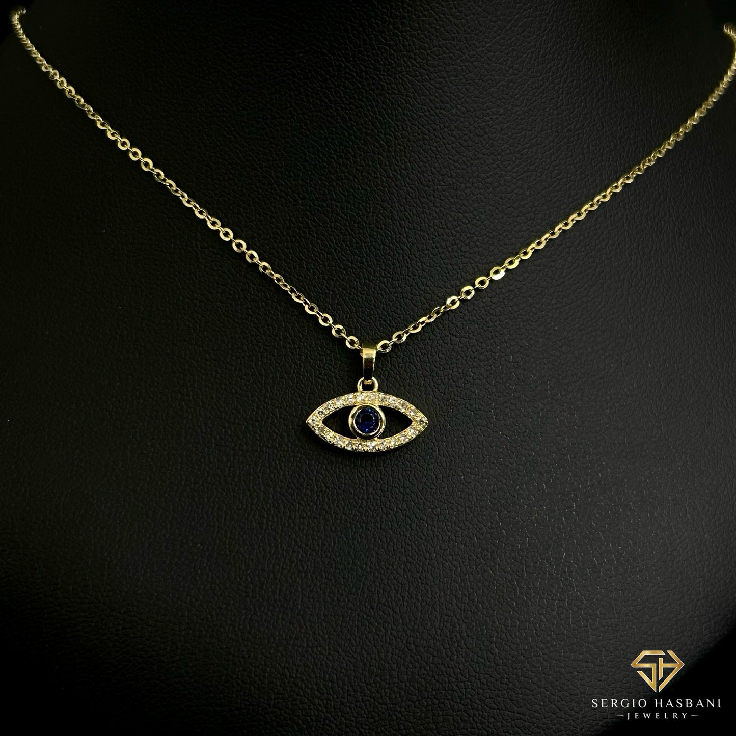 10K EVIL EYE2 Diamond Necklace