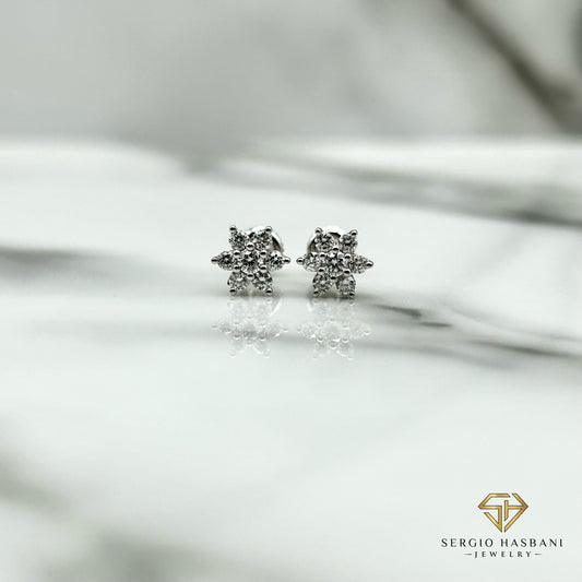 10K FLOWER VVS Lab Diamond Earrings