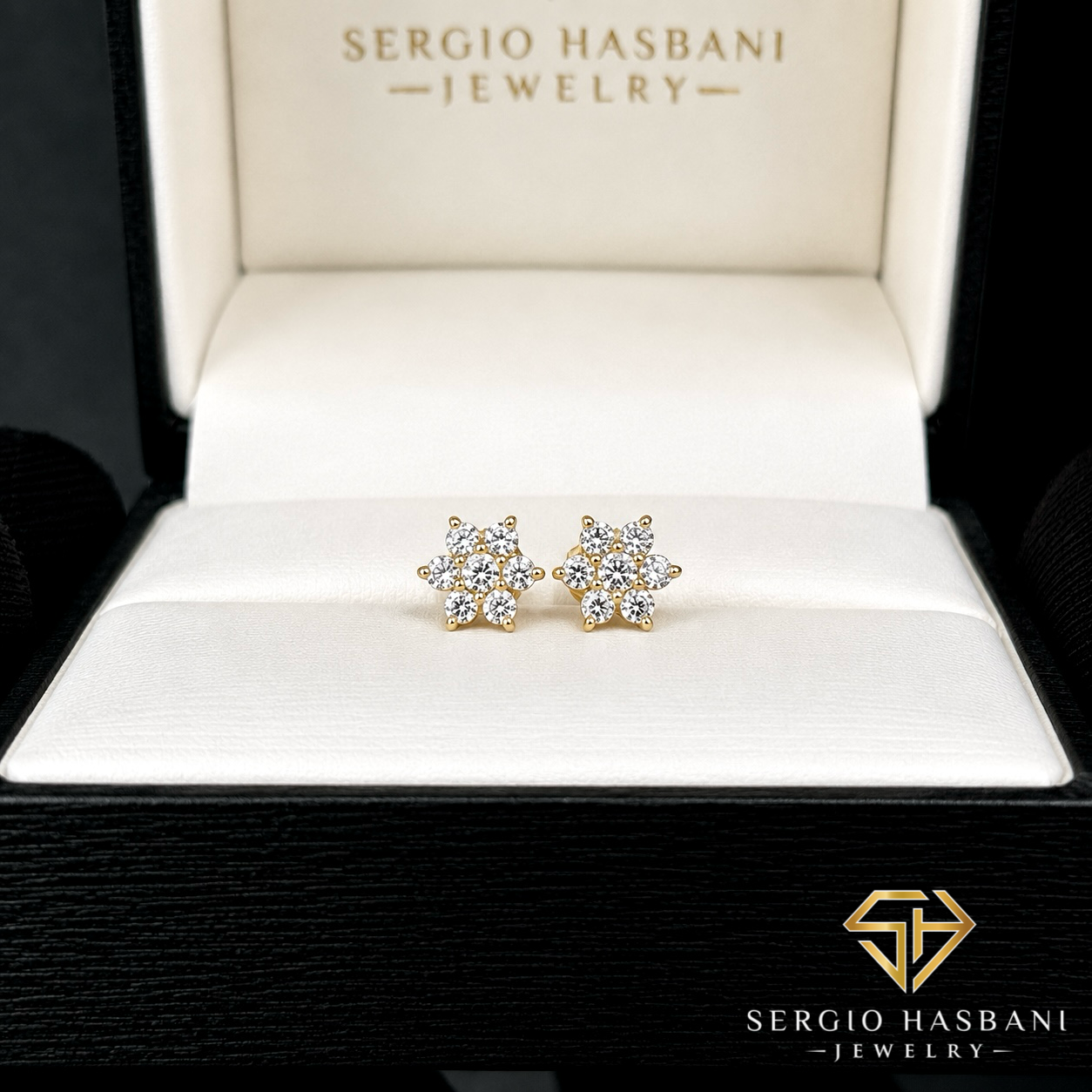 10K FLOWER VVS Lab Diamond Earrings