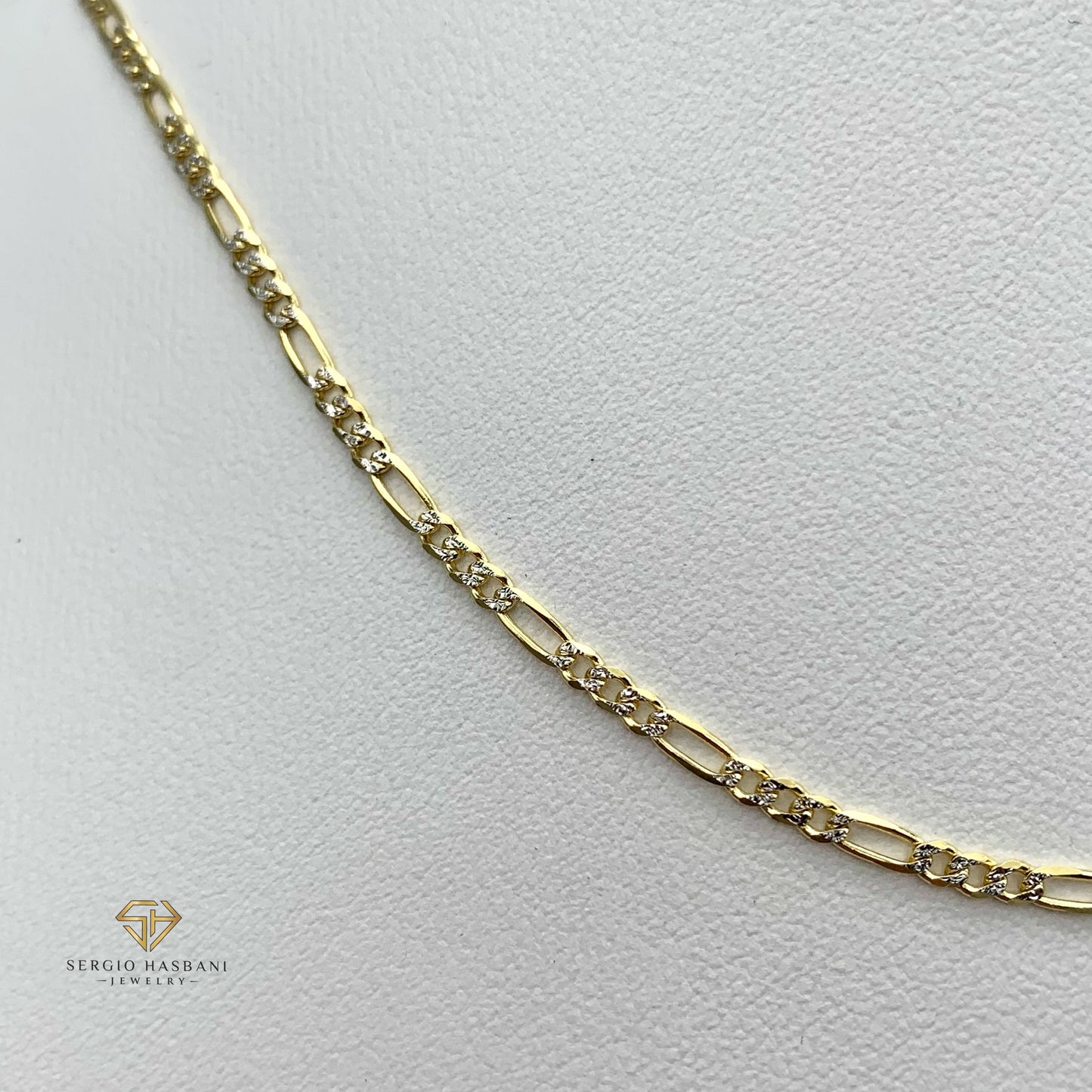 10K 2Tone Solid Figaro Necklace