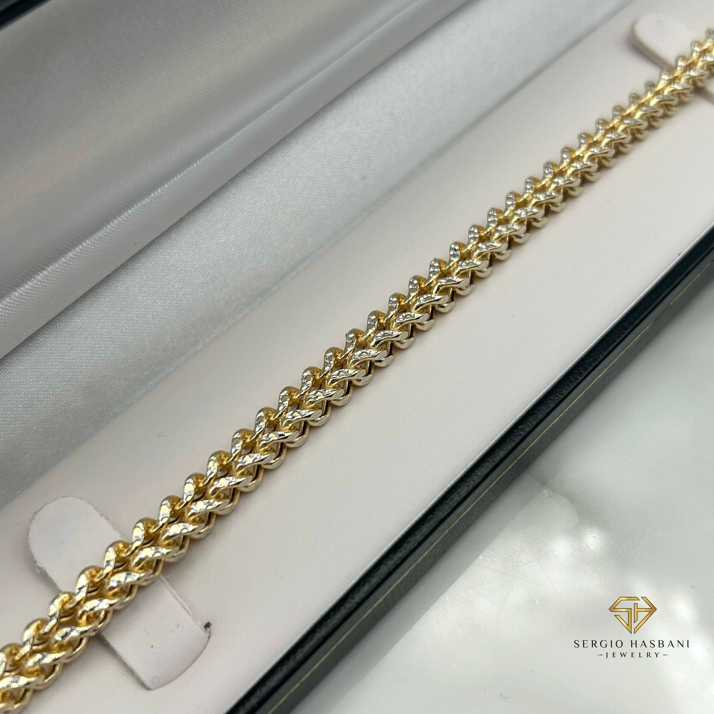 10K 5.5MM Franco Bracelet 2tone Diamond Cut