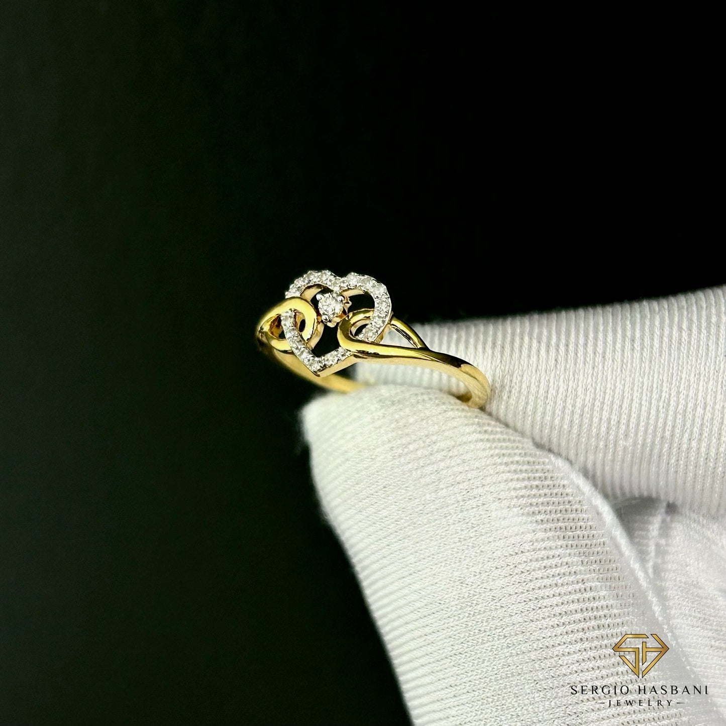 10K HEART4 Diamond Ring