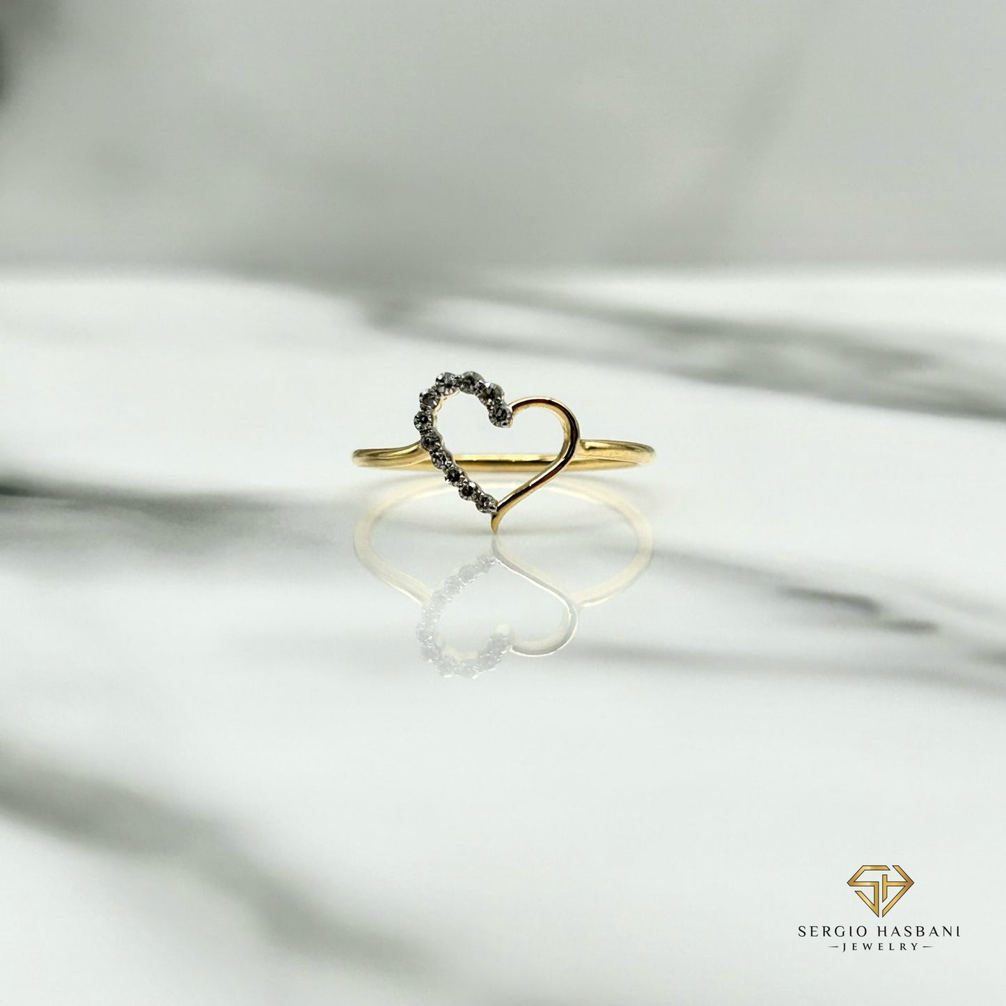 10K HEART5 Diamond Ring